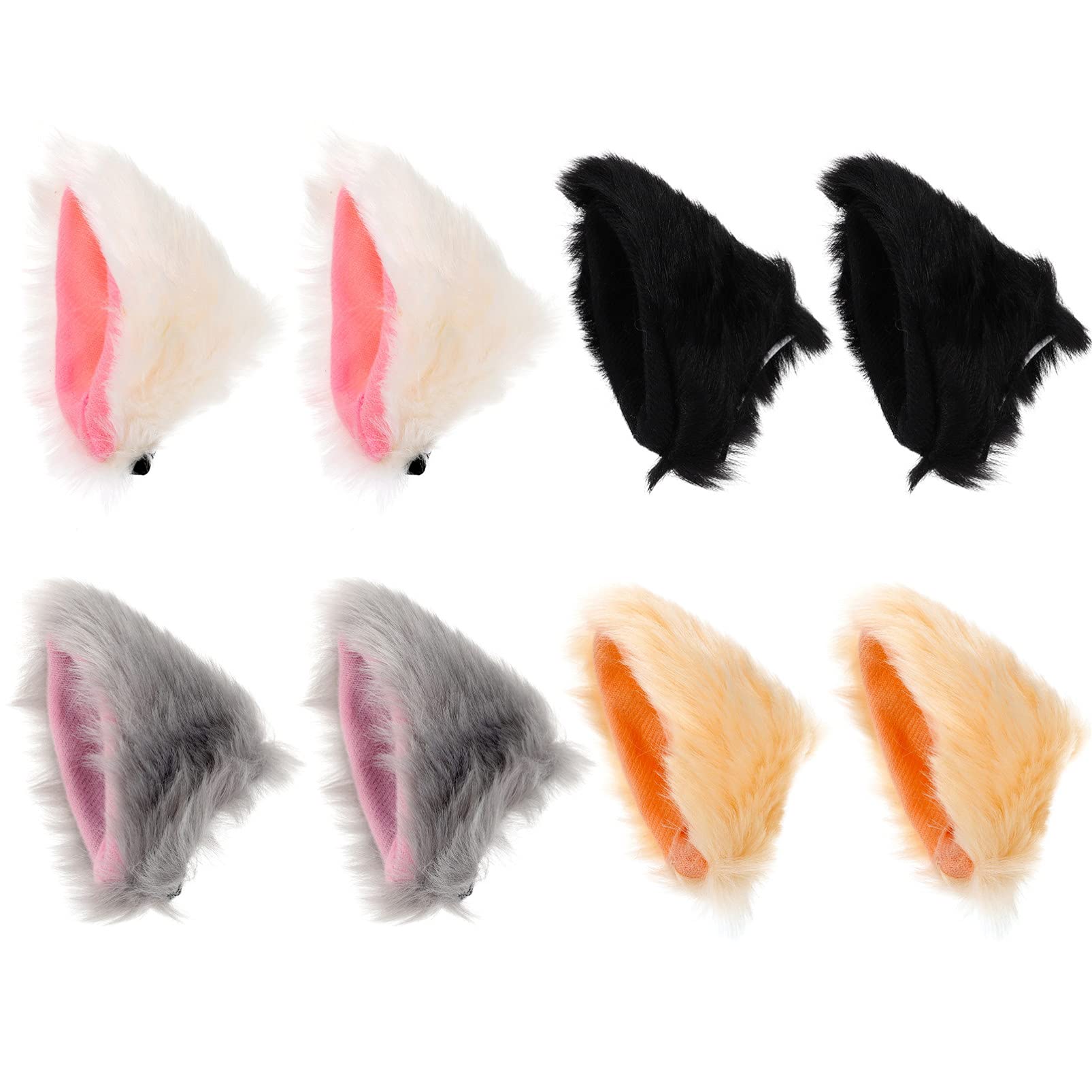 Lurrose 4 Pairs Cat Ear Hair Clips - Cute Fox Ear Barrettes for Women & Girls | Anime Cosplay, Halloween Costume Accessories | Perfect for Parties, Costume Events & Daily Fashion