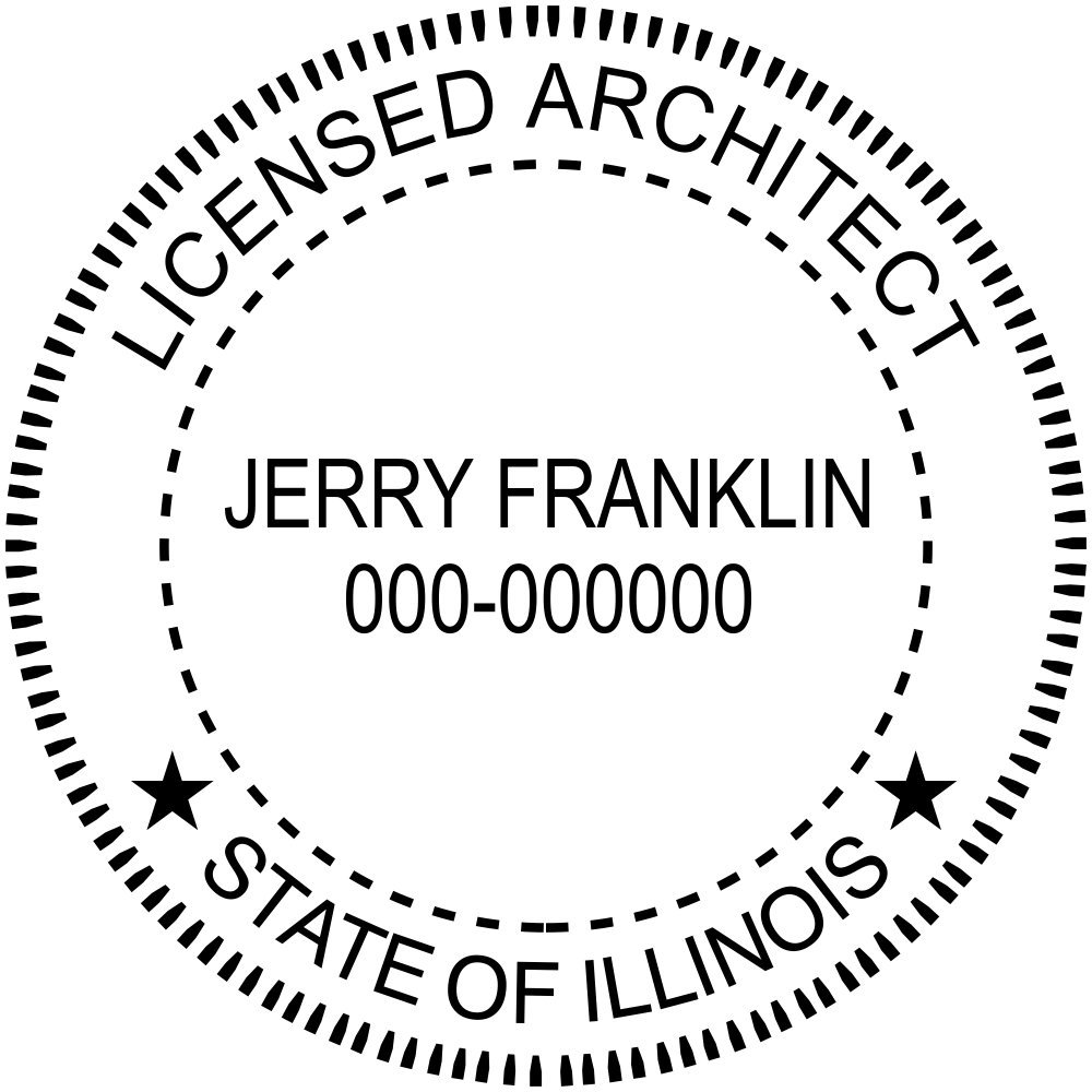 Professional Illinois Architect Stamp - Custom Engraved Seal for Architectural Plans & Documents | Perfect for Licensing, Blueprints & Official Approvals