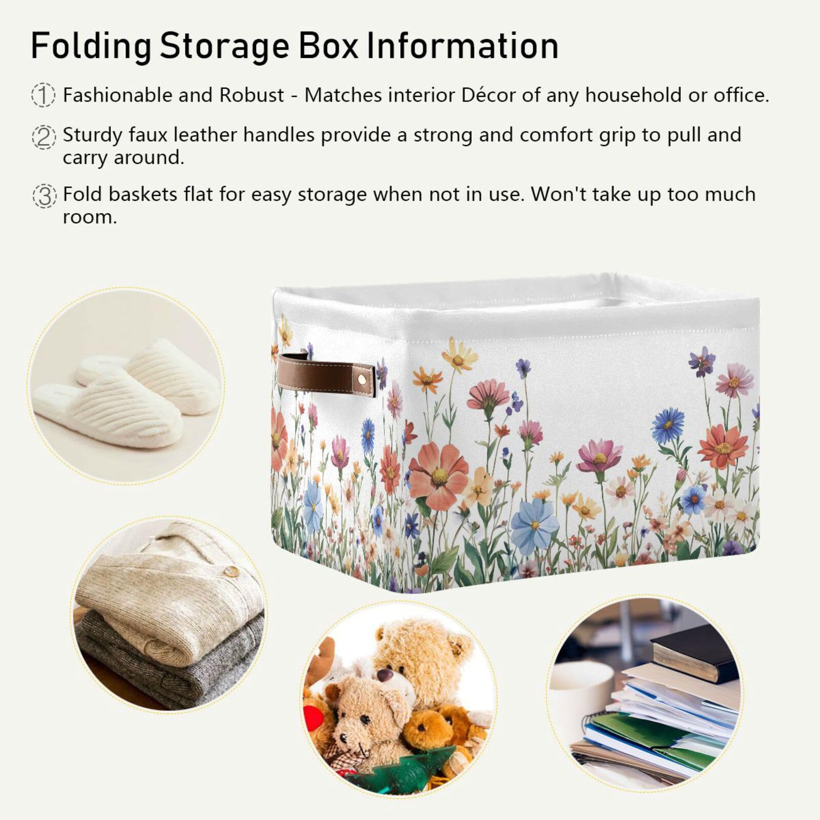 2-Pack Large Square Storage Baskets with Handles - Foldable Multi-Functional Organizer for Closet, Shelf & Home | Perfect for Toys, Books, Clothes & Home Decor - Ideal for Nursery, Bedroom & Living Room Storage Solutions