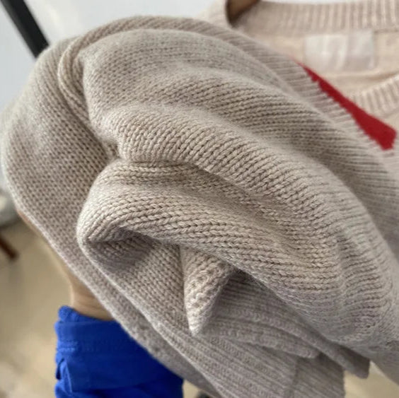 Wool Blend Alma Heart Jacquard Knit Sweater | Women's Winter Pullover | Cozy Casual & Office Wear