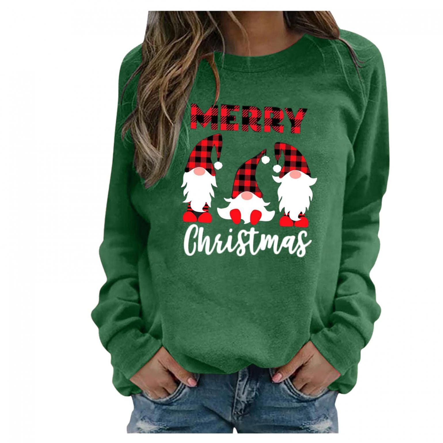 Festive Ugly Christmas Sweater for Women - Cozy Crewneck Pullover Long Sleeve Tunic Top to Wear with Leggings | Holiday Party, Family Gathering, Christmas Photo Outfit