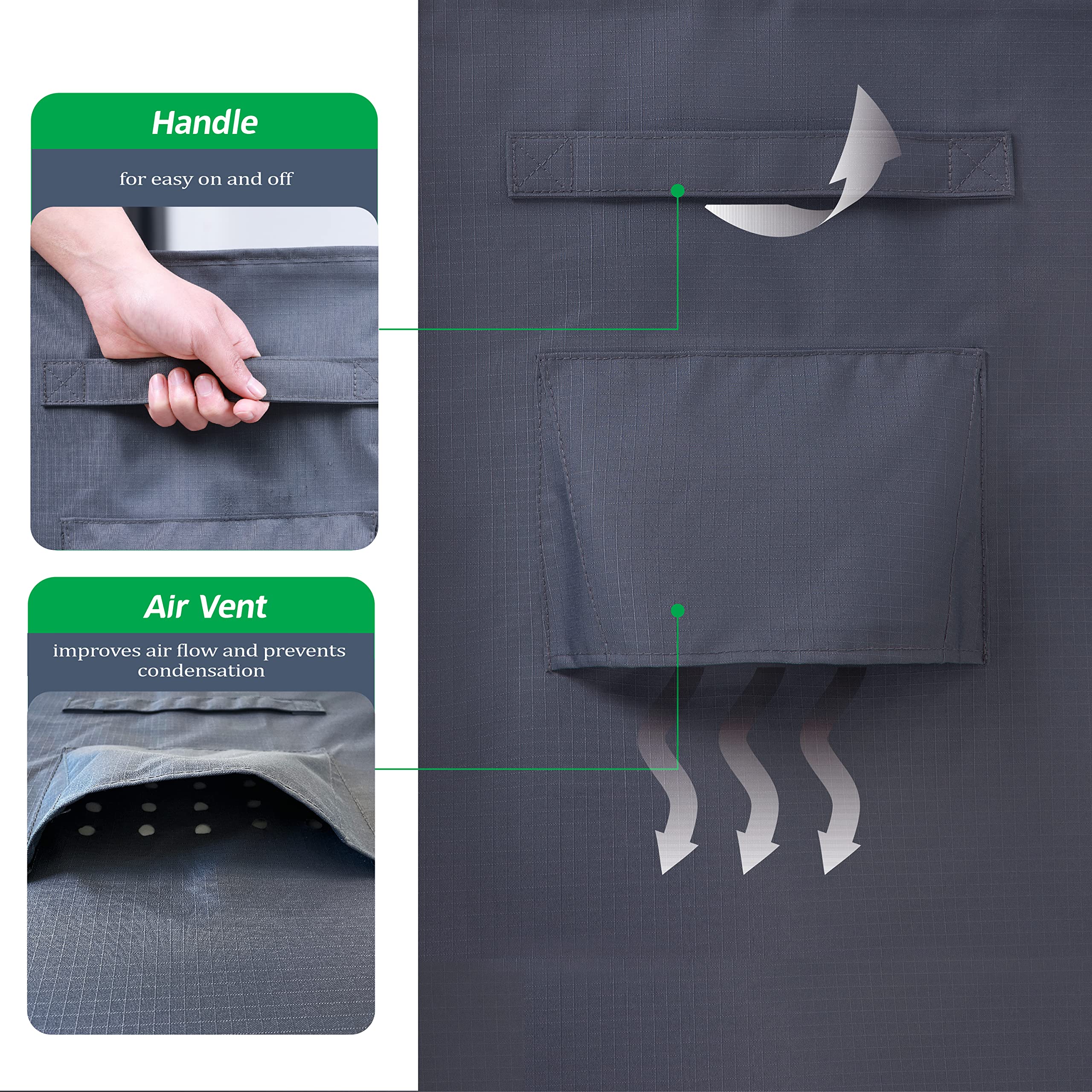 Heavy Duty Waterproof Patio Furniture Cover - Tear & UV Resistant, Windproof Outdoor Sofa Protector for Garden, Deck, Backyard (Grey, 110