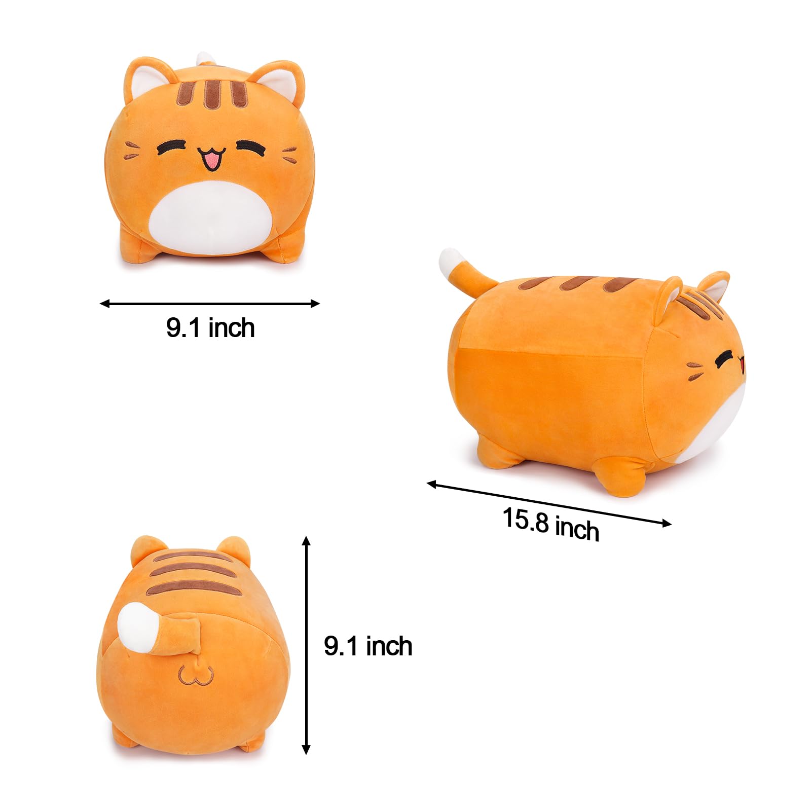 Soft Kawaii Cat Plush Toy - 15.7 Inch Cute Stuffed Animal Doll, Fluffy Kitten Pillow for Birthday, Christmas & New Year Gifts | Home Decor, Nursery, Kids Room & Cuddling Companion