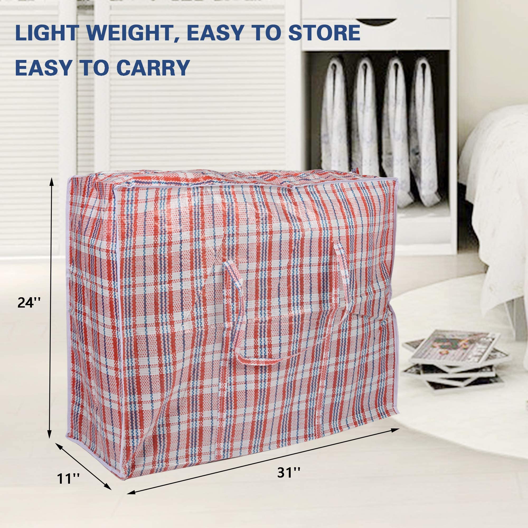 3PCS Heavy Duty 35 Gallon Extra Large Storage Bags - Reusable Moving Tote Bags with Zippers & Carrying Handles for Clothes, Blankets, Bedding, Shoes - Perfect for Home Organization, Moving, Travel & Storage