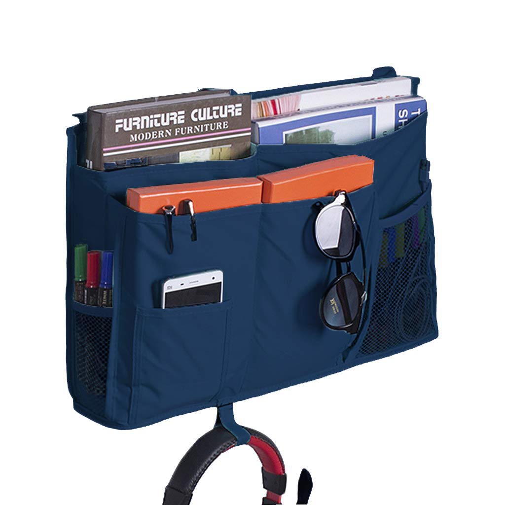 Bseash Bunk Bed Organizer - 8-Pocket Hanging Storage Bag for College Dorm, Hospital & Baby Bed Rails - 600D Oxford Cloth (Navy Blue) - Perfect for Organizing Books, Phones & Essentials in Small Spaces