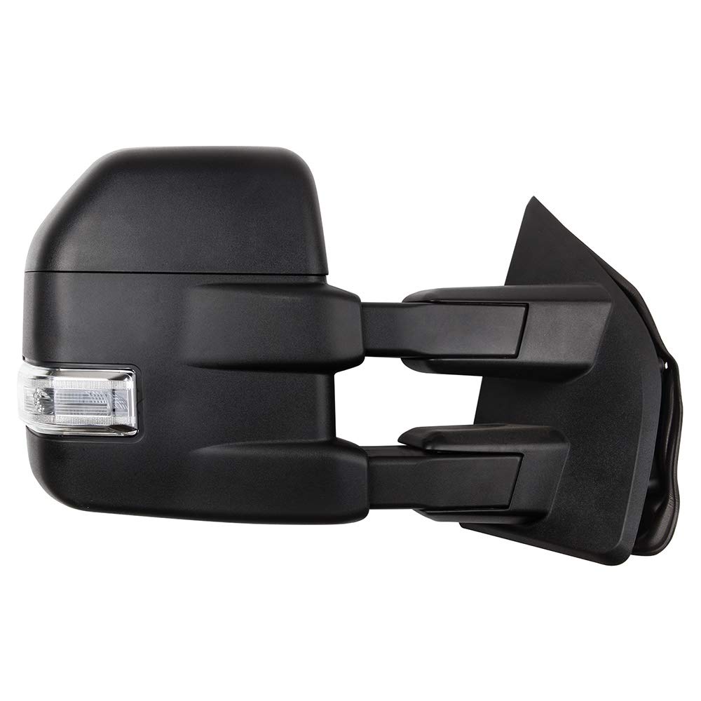 2015-2017 Ford F150 Power Heated Towing Mirrors with Turn Signal & Puddle Light - Black Housing & Conversion Plug (LH/RH Pair) - Perfect for Enhanced Visibility & Safe Towing