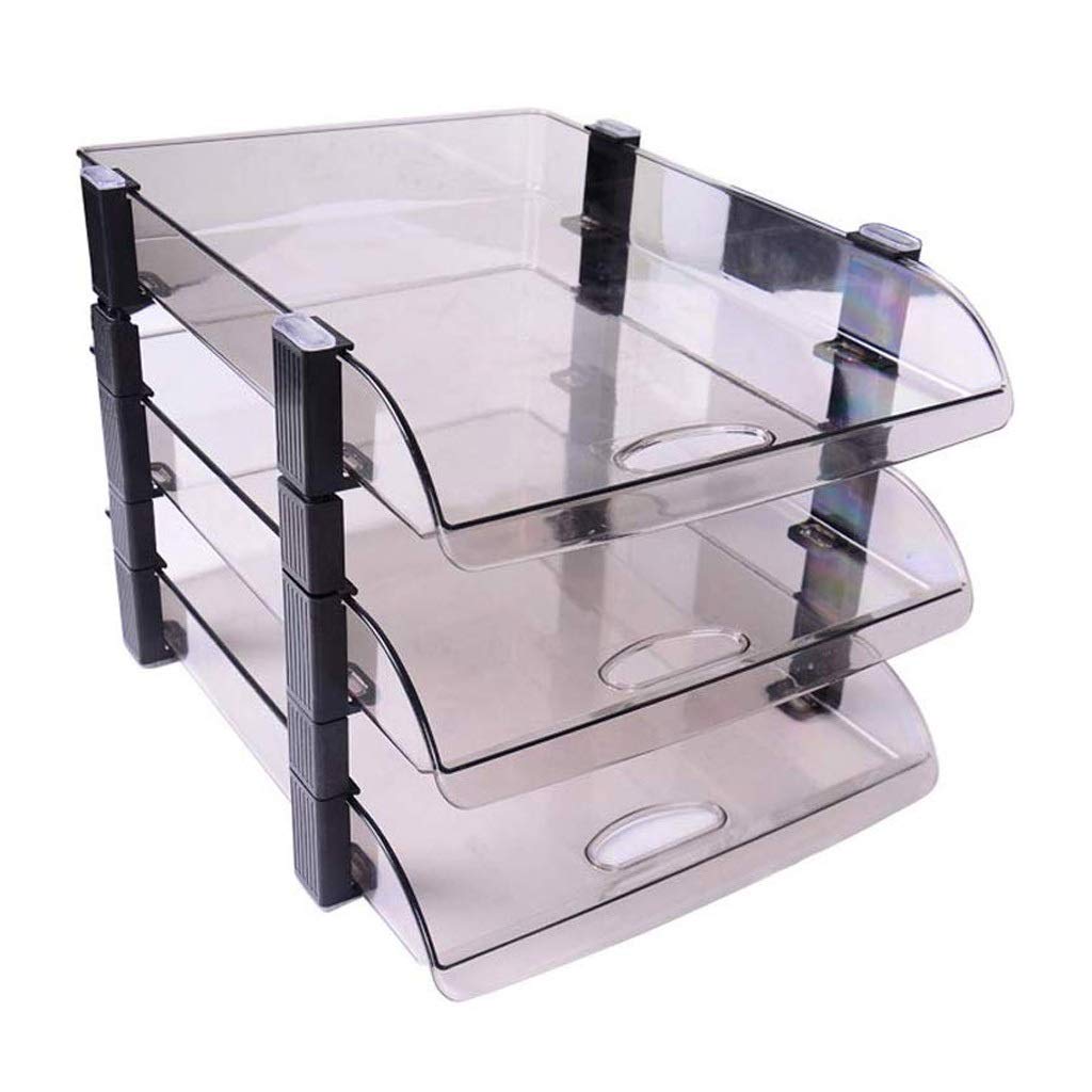 ZLASS 3-Tier Side Load Letter Tray - Transparent Plastic Desktop File Organizer for Office Documents, Stationery & Paper Storage | Perfect for Home Office, School, and Workplace Organization