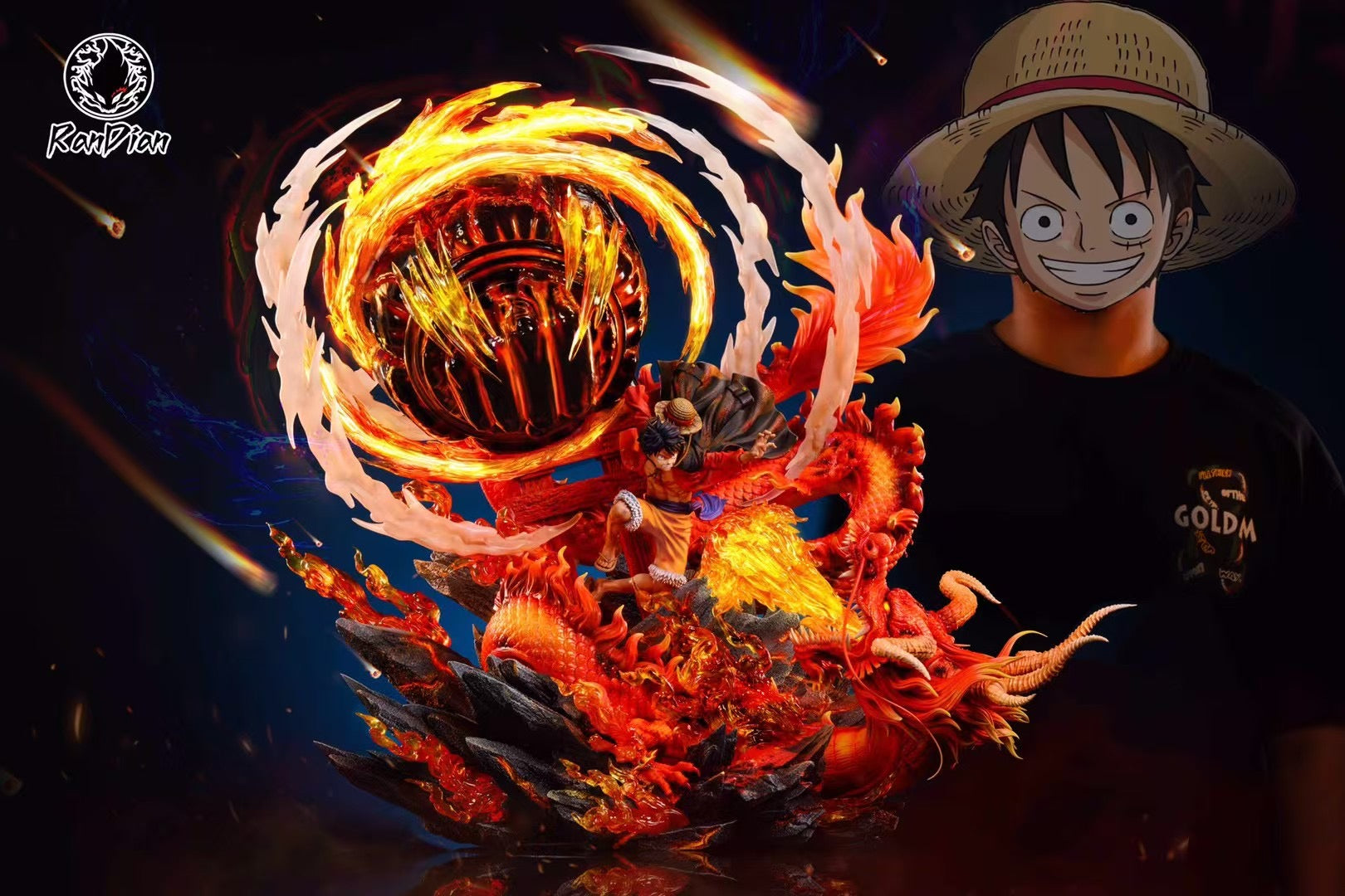 Great Fire Dragon vs Hellfire Luffy Anime Figure - Ran Dian Studio Collectible Action Figure for Anime Fans | Perfect for Display, Cosplay, and Gift Giving