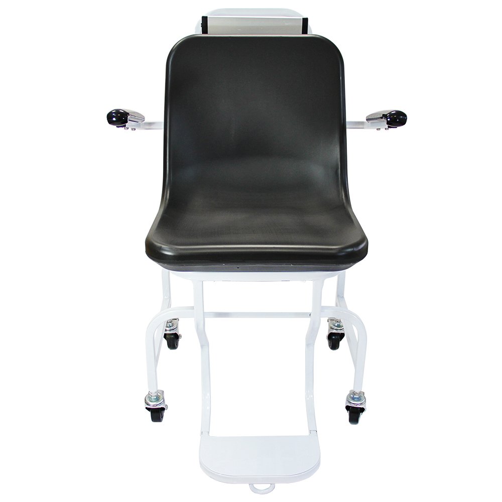 Digital Wheelchair Scale with 200kg Capacity - Medical Weighing Chair for Disabled & Elderly - KG/LB Units, 100g Increments - Foldable Armrests & Footrest - Rechargeable Battery & Mains Powered - Easy-Clean Steel Frame - Ideal for Hospitals, Clinics & Home Care Use