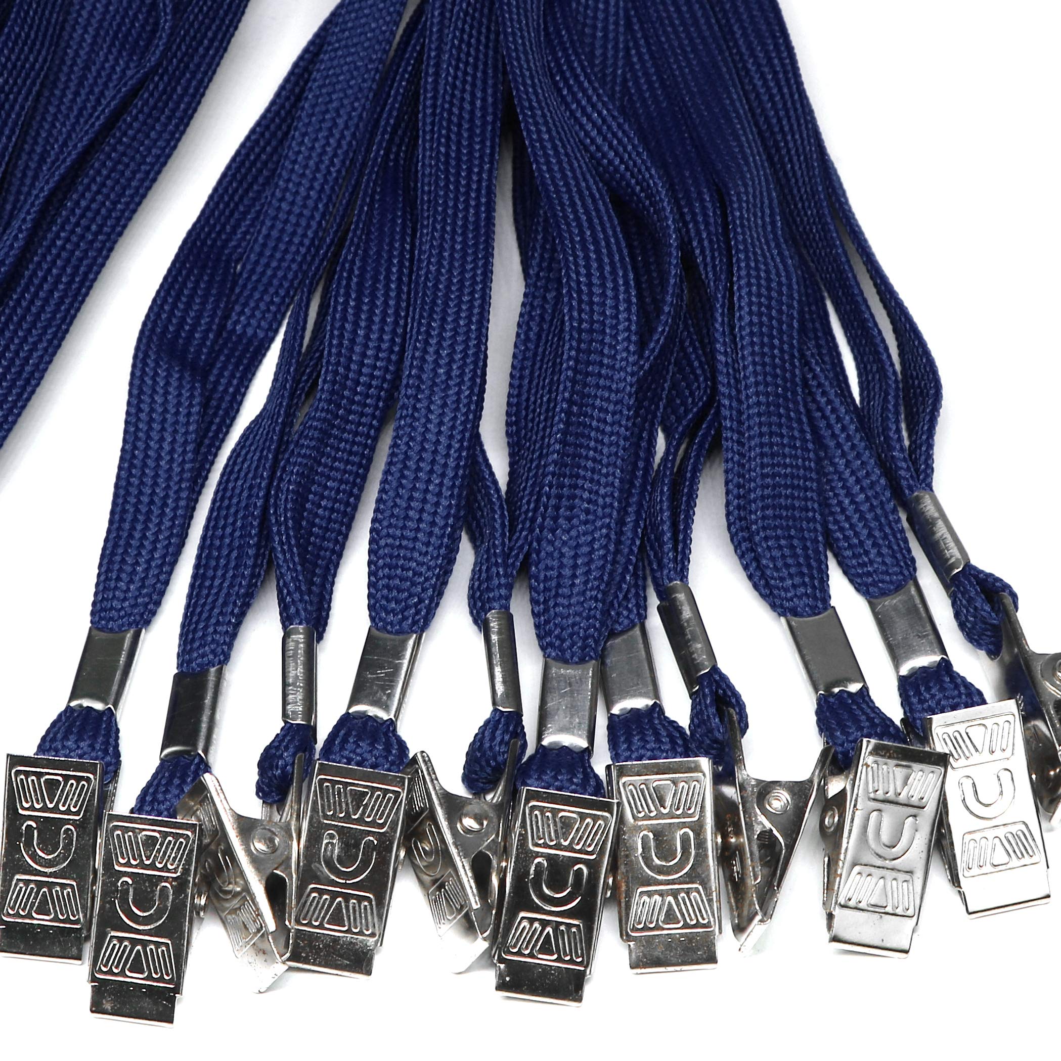 Ollain 50 Pack Navy Blue ID Lanyards for Cruise & Badge Holders - Office & Events