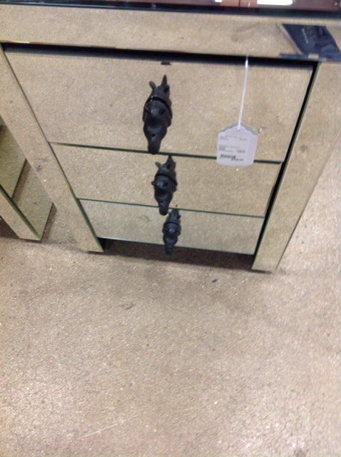 Modern Mirrored Nightstand with 3 Drawers - Elegant Bedside Table for Bedroom, Living Room, or Guest Room Storage
