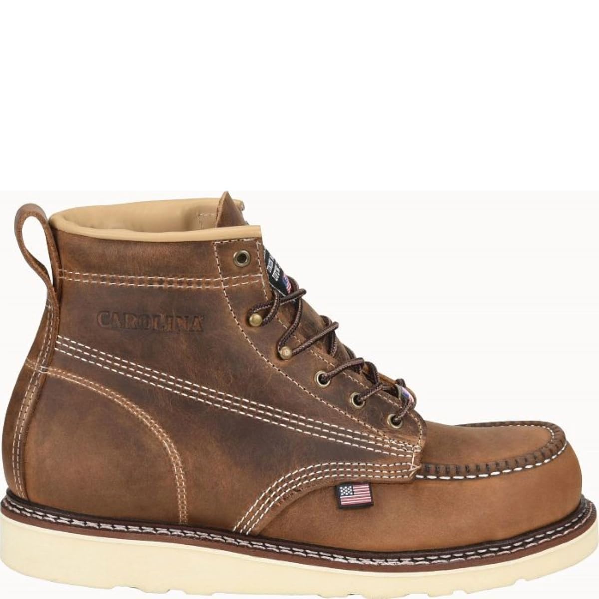 Carolina AMP USA 6 Inch Men's Soft Moc Toe Work Boots - American Made Leather Safety Shoes with Oil & Slip Resistant Outsole, Comfortable Poron Insole - Ideal for Construction, Warehouse & Outdoor Work