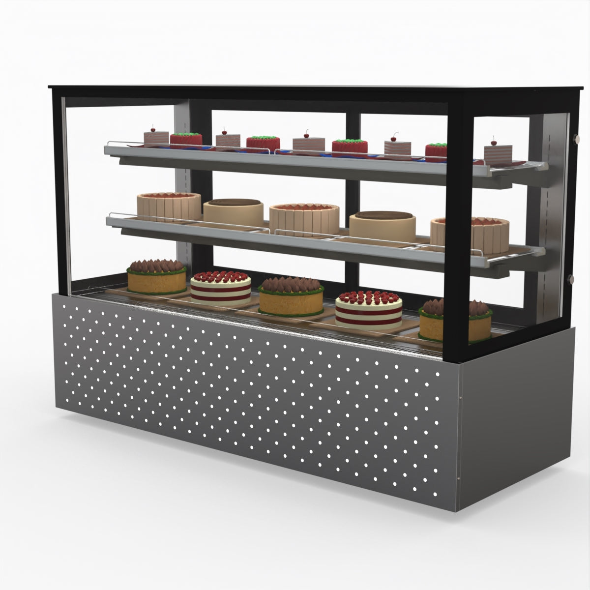 Bonvue SG180FA Commercial Refrigerated Display Case - Dual Glass Door Merchandiser for Deli, Bakery & Grocery - Perfect for Supermarkets, Convenience Stores & Cafes