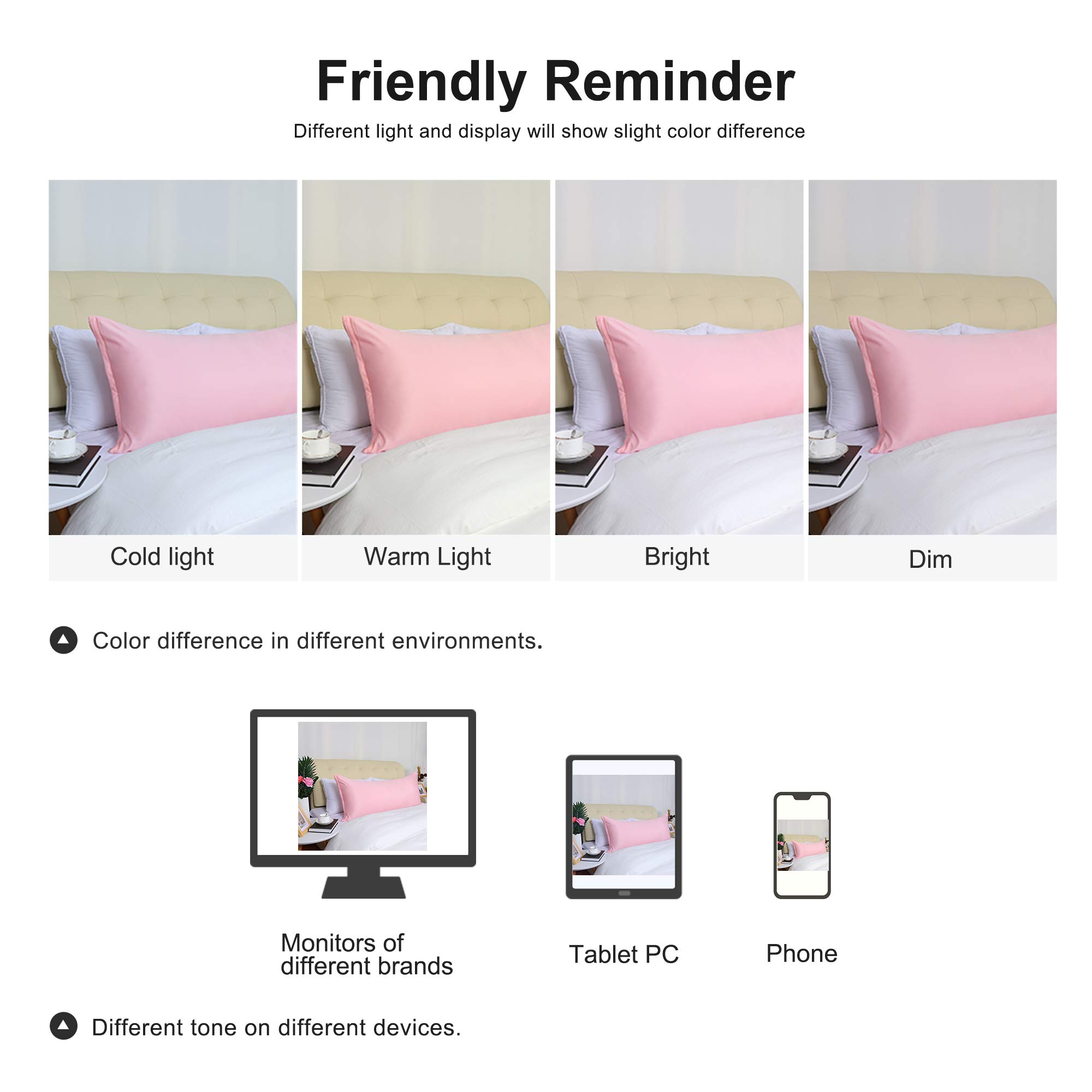 uxcell Satin Body Pillow Case - Pink Silky Pillow Cover for Hair & Skin Care, 21x54 Inch Long Zippered Pillowcase | Perfect for Bedroom, Travel & Hair Protection