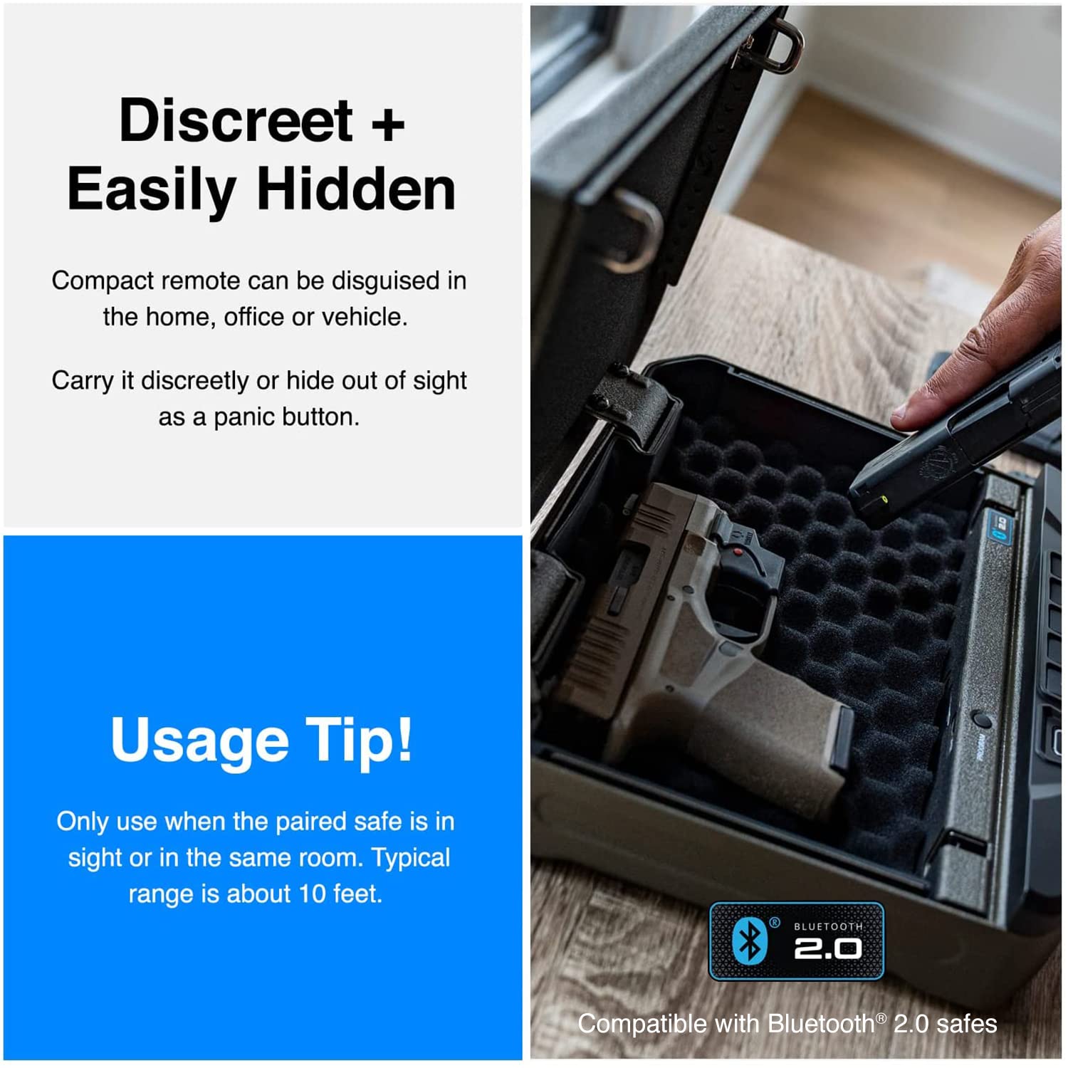 VAULTEK Nano Key Bluetooth 2.0 Fast Access Safe - Compact Digital Handgun Safe with Remote Control | Quick Access for Home, Office & Travel Security (Compatible with Bluetooth 2.0 Safes Only)