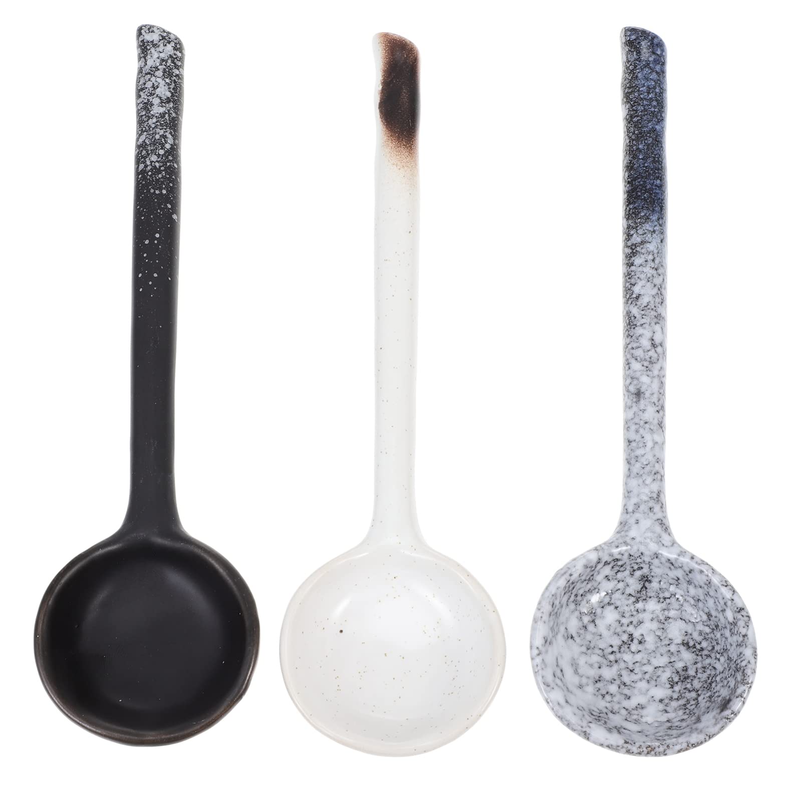 3-Piece Ceramic Non-Stick Cooking Spoon Set - Long Handle Kitchen Utensils for Baking, Stirring & Serving - Perfect for Home Chefs & Food Enthusiasts