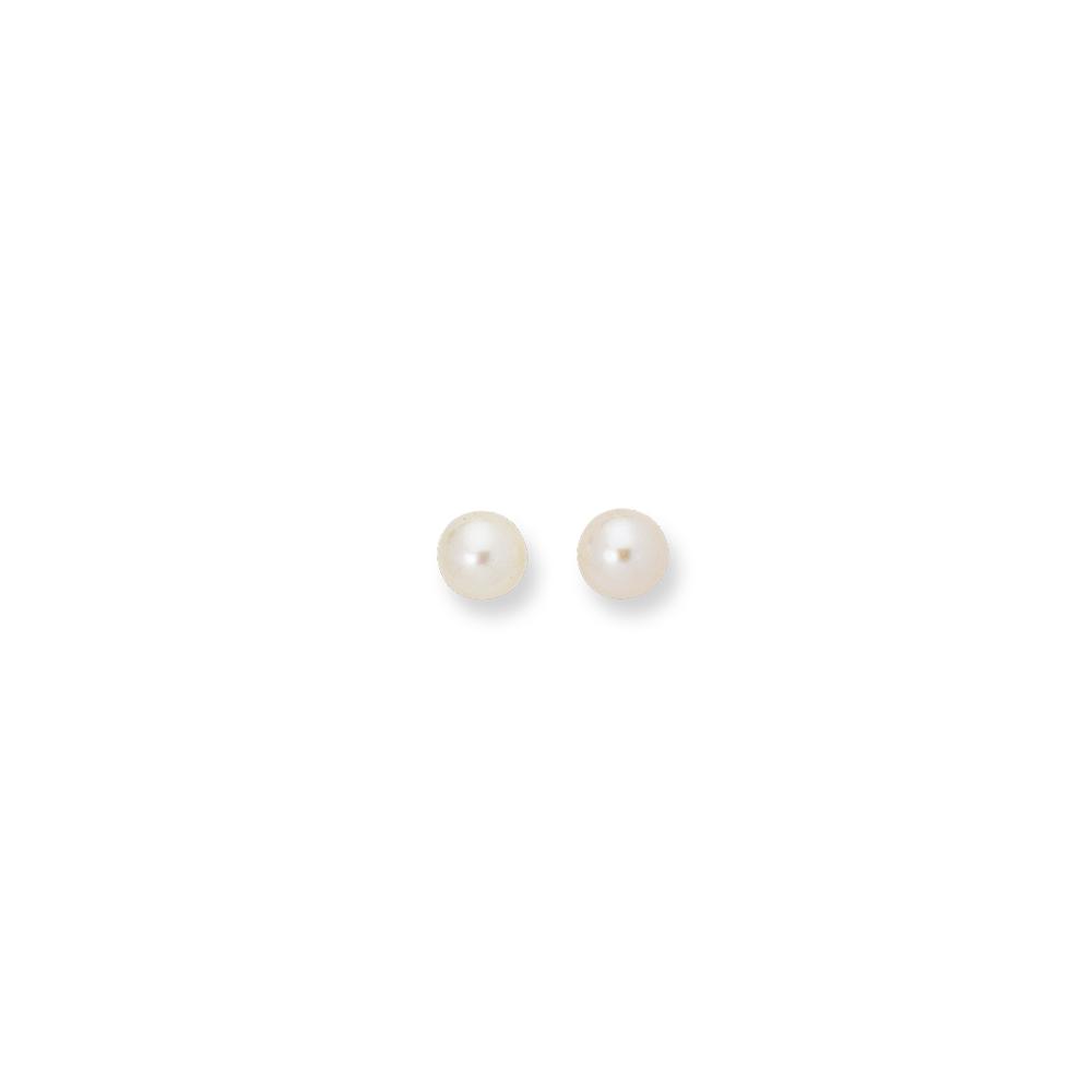 14K Gold 8MM Pearl Stud Earrings for Women - Classic Round White Pearl Earrings for Daily Wear, Wedding, Anniversary Gift