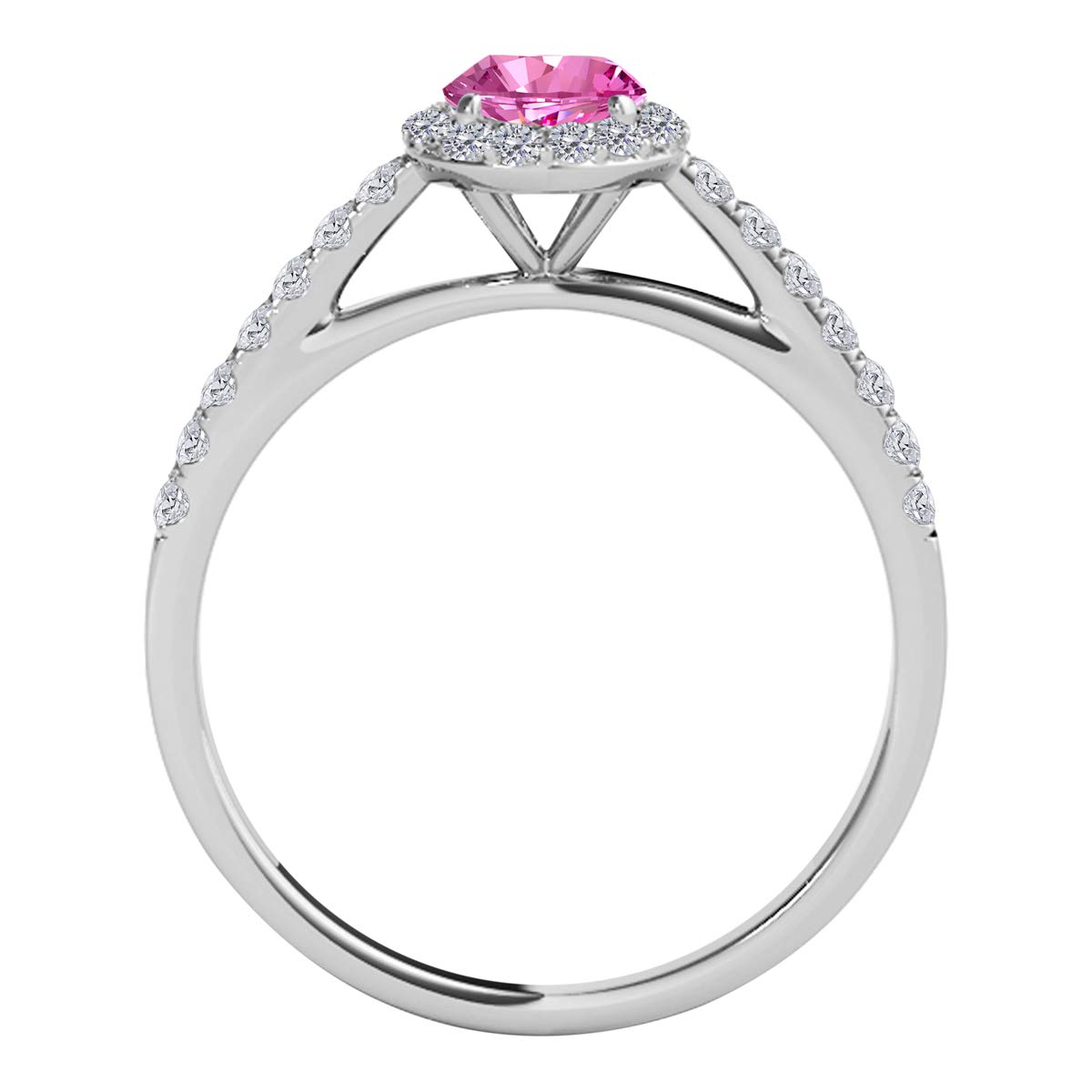 MauliJewels 1.77 Carat Oval Pink Diamond Engagement Ring for Women - 10K White Gold Prong-Setting Wedding Band, Anniversary Gift for Her - Perfect for Proposals, Bridal Jewelry & Special Occasions