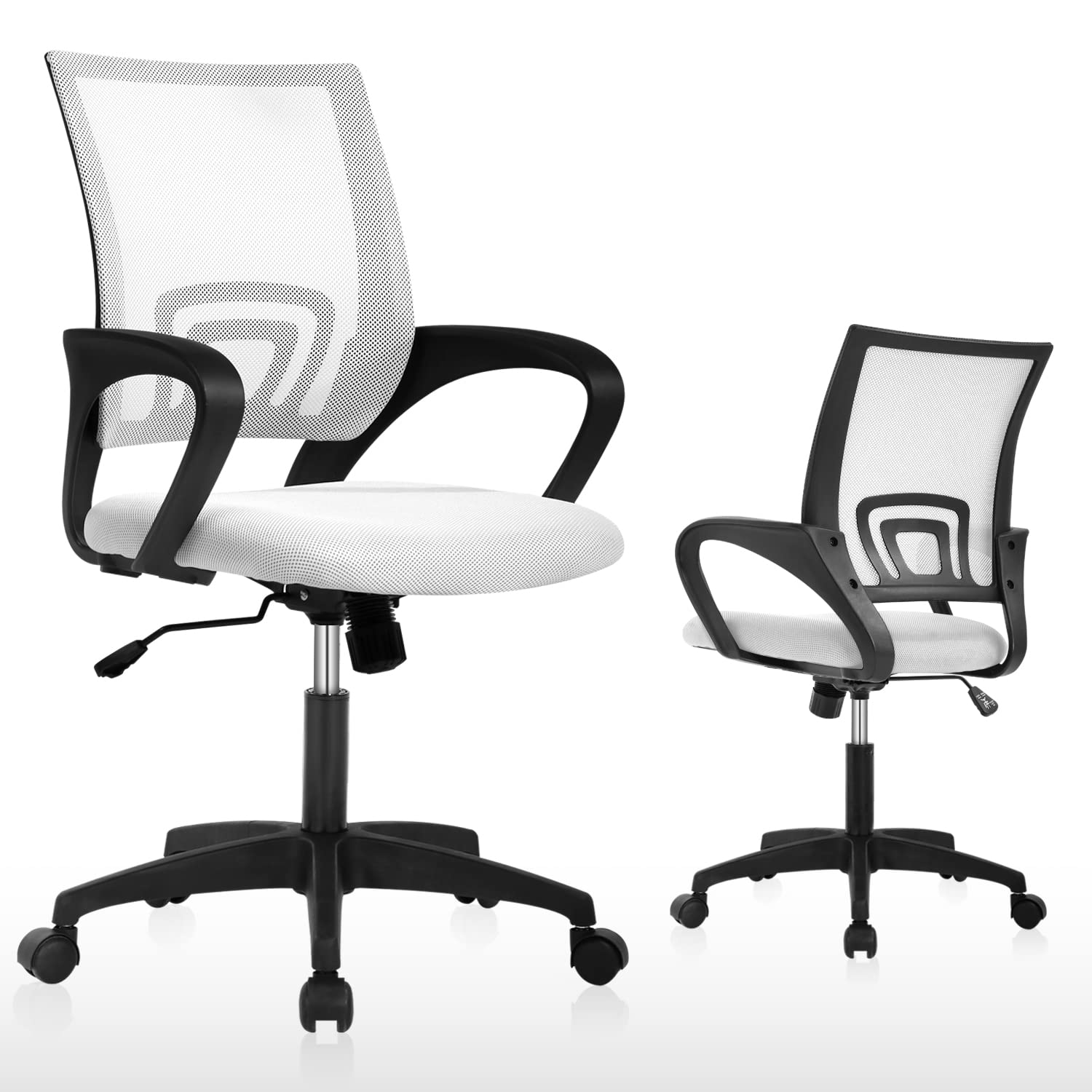 Ergonomic Office Chair - Adjustable Height Swivel Executive Desk Chair with Lumbar Support & Armrests - Mid Back Mesh Rolling Task Chair for Home & Office Workspace