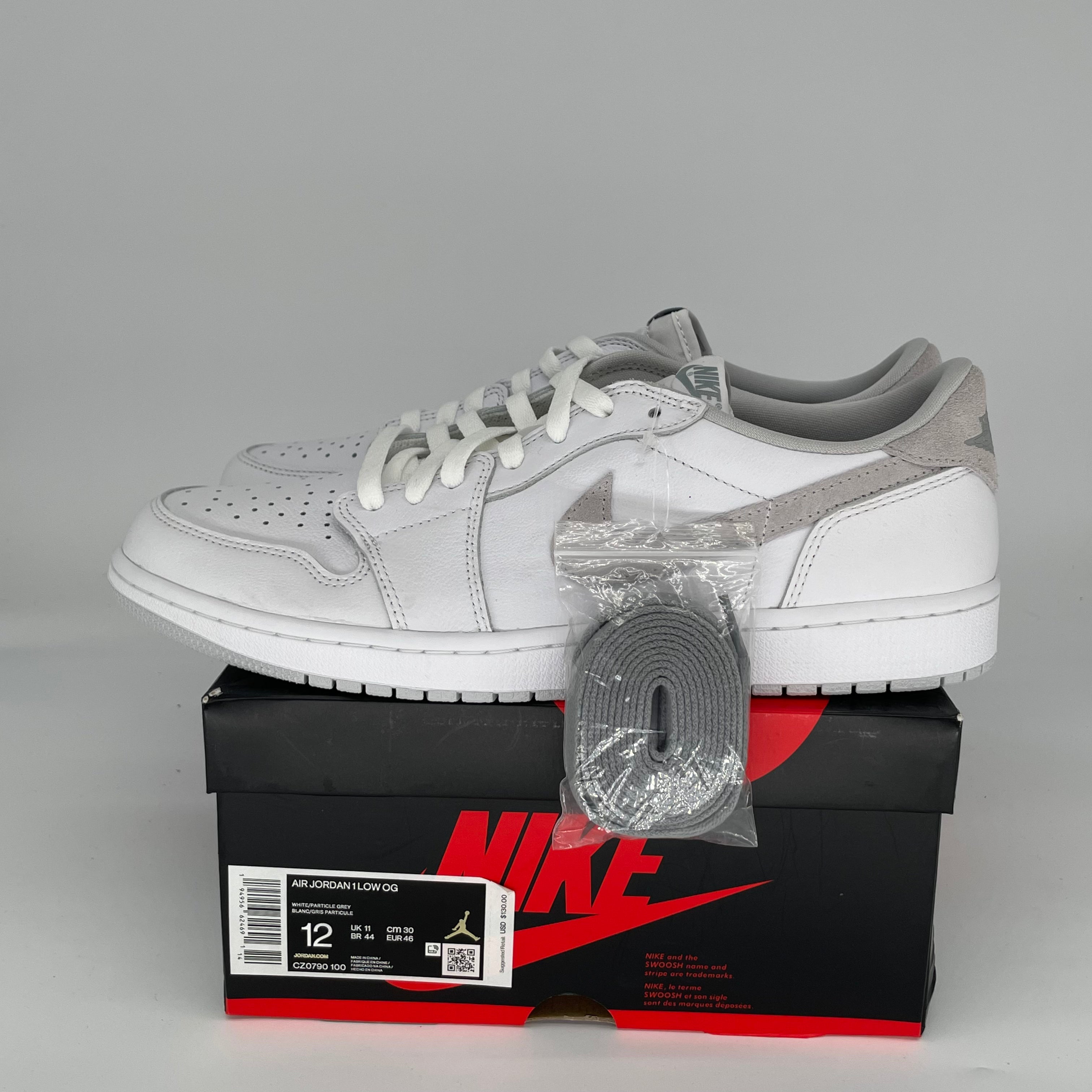 Original Air Jordan 1 Low Neutral Grey Men's Sneakers - Size 12 (CZ0790-100) - Retro Basketball Shoes for Casual Wear & Street Style