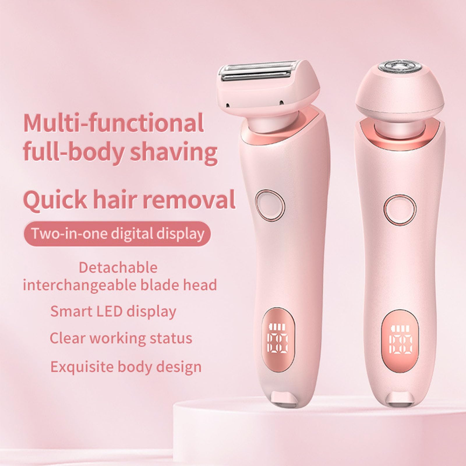 Beautibloom 2-in-1 Electric Razor for Women - Painless Hair Removal for Underarms, Bikini Line & Private Areas - Waterproof Wet/Dry Shaver - Portable & Rechargeable - Perfect for Travel, Gym & Home Use (Blue)