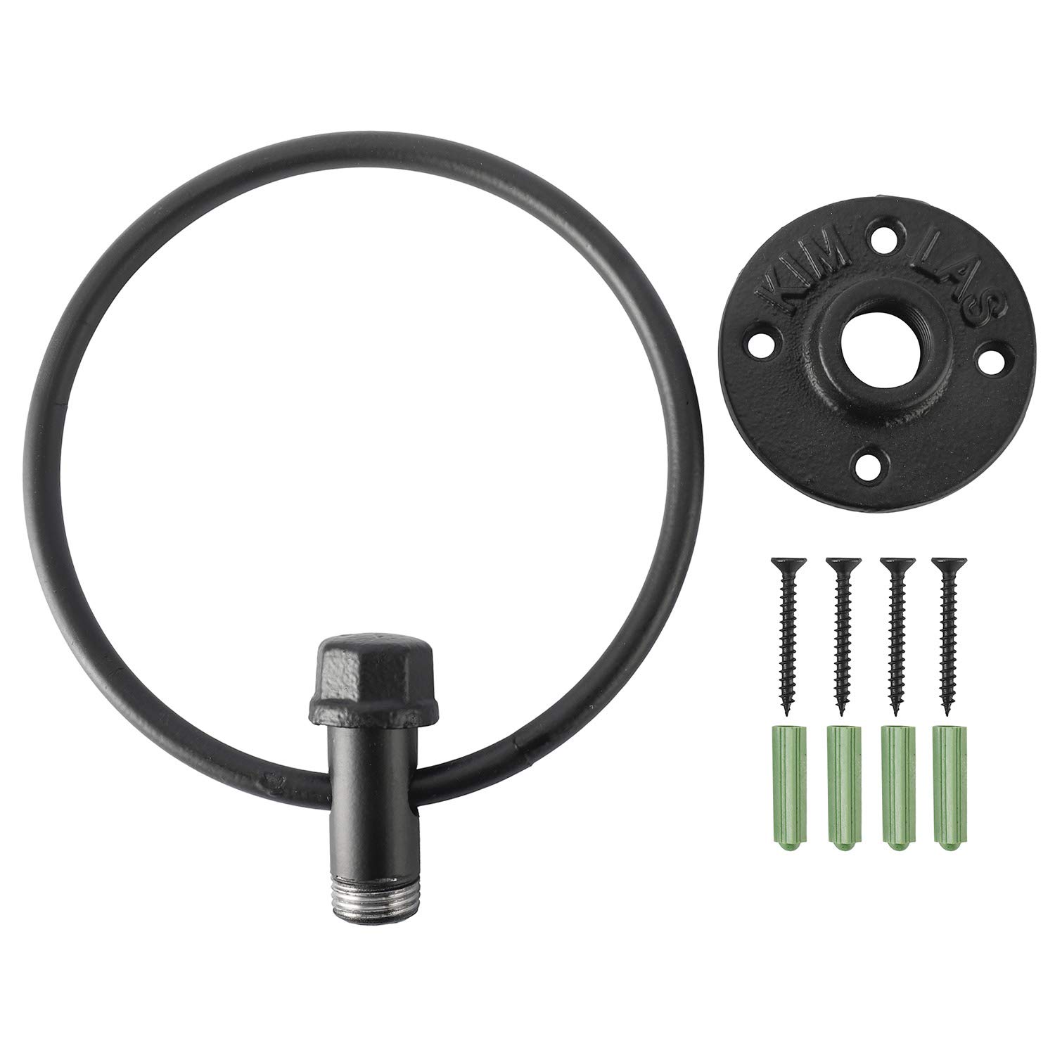 Black Metal Wall Mounted Towel Ring - Farmhouse Style for Bathroom & Kitchen