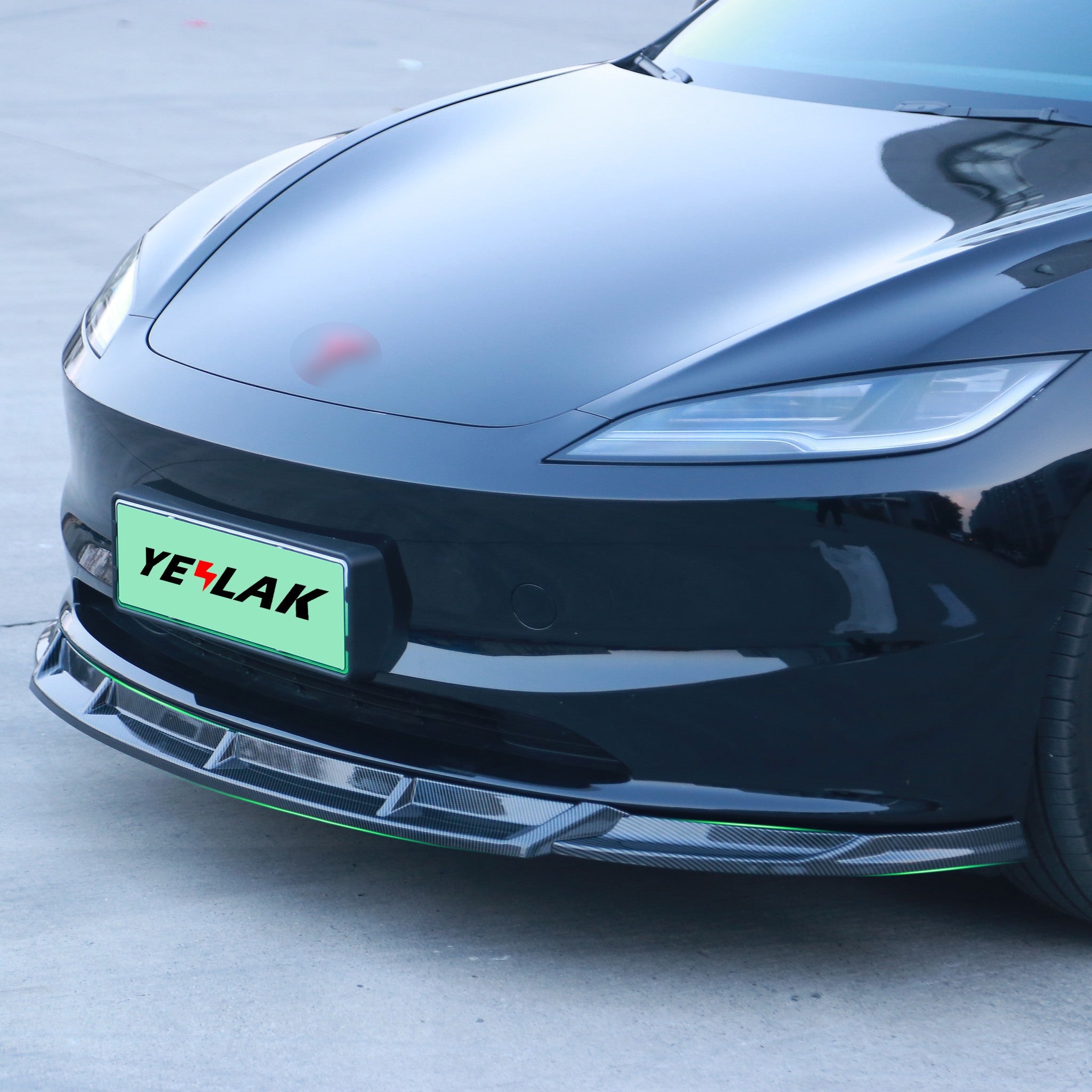 2024 Tesla Model 3 Highland Aero Front Lip Spoiler Kit (3-Piece) - Carbon Fiber Style - Enhanced Aerodynamics & Sporty Look - Perfect for Street Racing & Car Shows