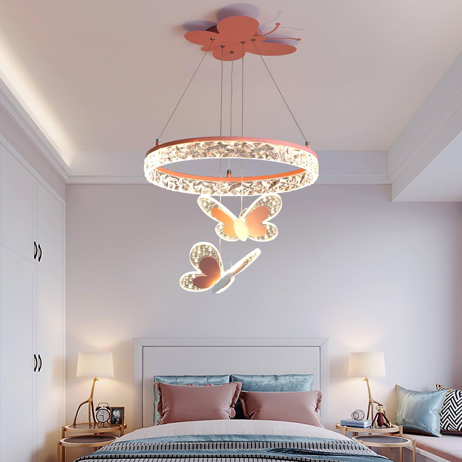 Cartoon Butterfly Acrylic Pendant Light - Whimsical Kids Room Decor, Nursery Lighting, Bedroom Ceiling Lamp for Girls & Boys - Perfect for Children's Bedrooms, Playrooms & Birthday Party Decorations