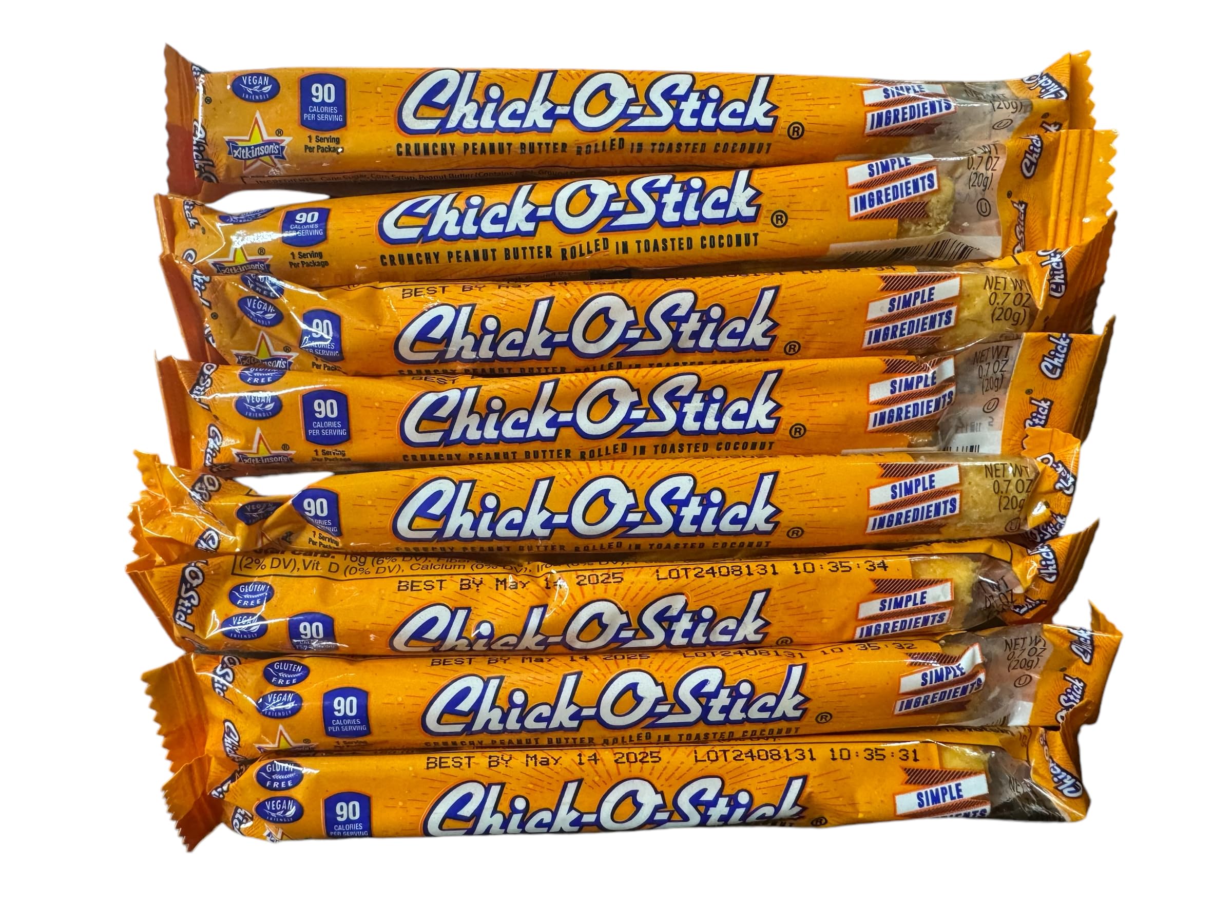 Crunchy Peanut Butter Candy Bars with Toasted Coconut - Chick O Stick 8 Pack (0.7 oz Each) | Classic American Treat for Snacking, Lunchboxes & Party Favors | Payless Shop