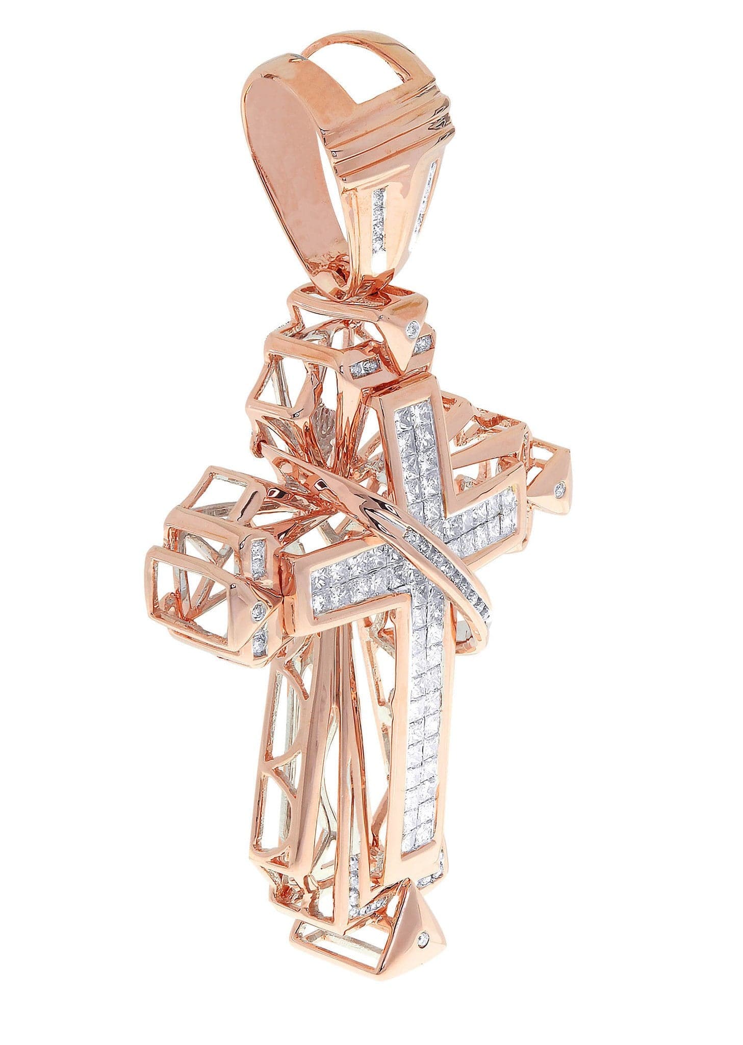 3.02 Carat Diamond Cross Pendant Necklace - 24.46 Grams Solid Gold/Silver Religious Jewelry for Women - Perfect for Baptism, First Communion, Confirmation & Everyday Wear