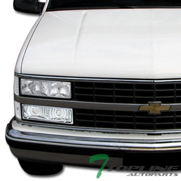 94-00 Chevy C10 C/K Pickup 94-98 Silverado 94-99 Suburban 95-99 Tahoe Chrome Clear Front Bumper Turn Signal & Parking Lights - Durable Replacement for Enhanced Visibility (Perfect for Night Driving & Off-Road Adventures)