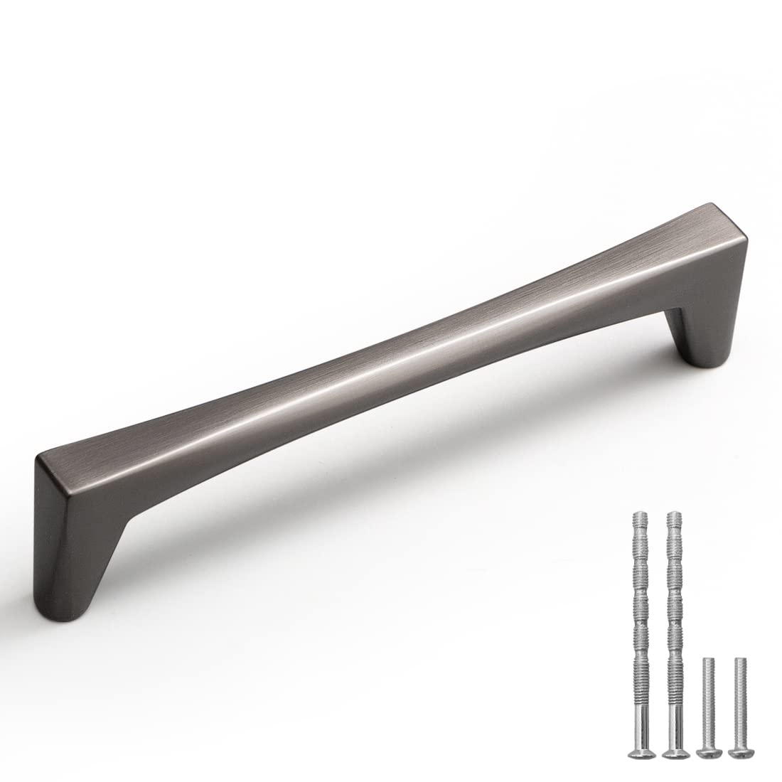 10 Pack Dark Gray Solid Cabinet Pulls - 5 Inch Hole Center, Black Nickel Zinc Alloy Kitchen Drawer Handles for Furniture, Dresser, Wardrobe & Closet - Perfect for Modern Home & Office Cabinetry