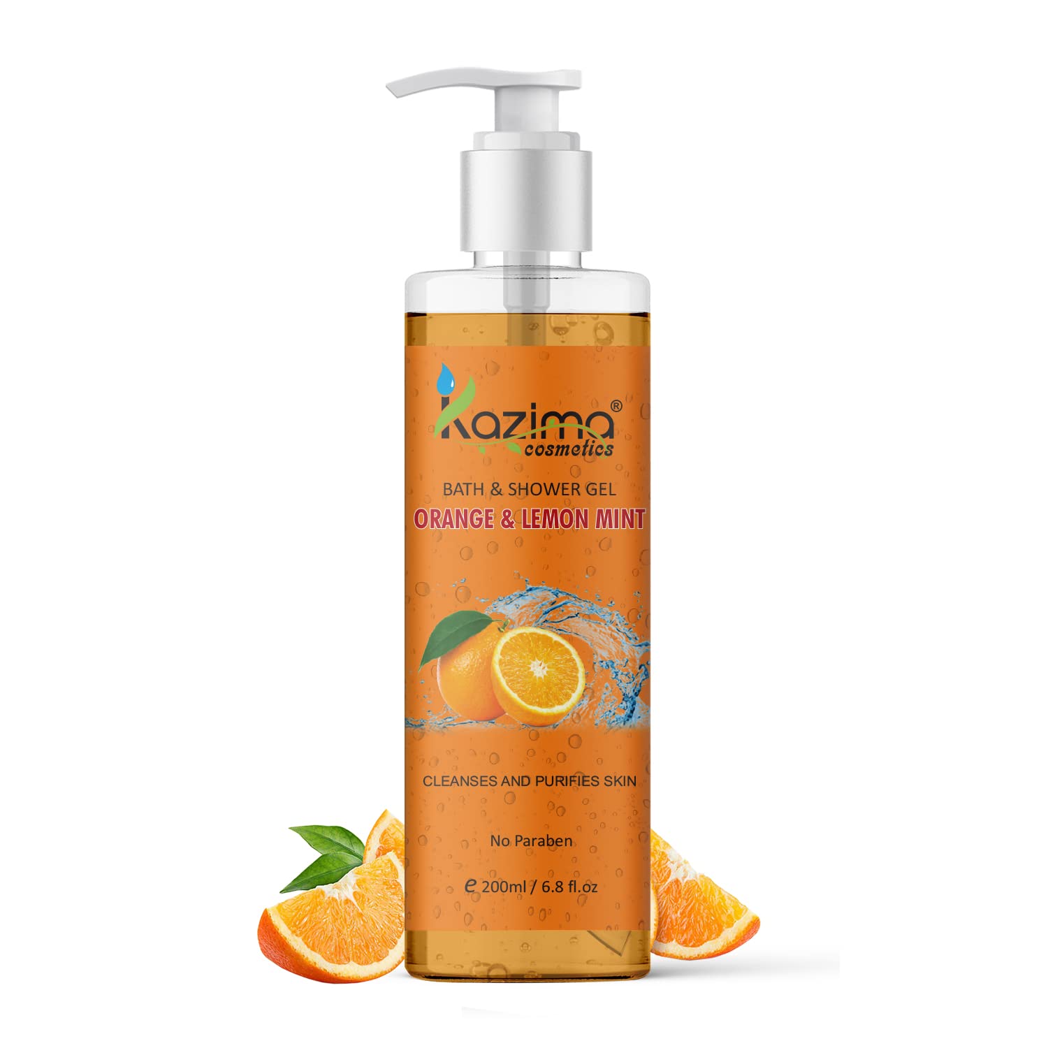 KAZIMA Luxury Bath & Shower Gel Set - Bergamot Vanilla, Strawberry Vitamin E, Orange Lemon Mint, Neem Tulsi (4 x 200ml) | Moisturizing Body Wash for Relaxation, Spa Day & Daily Skincare Routine