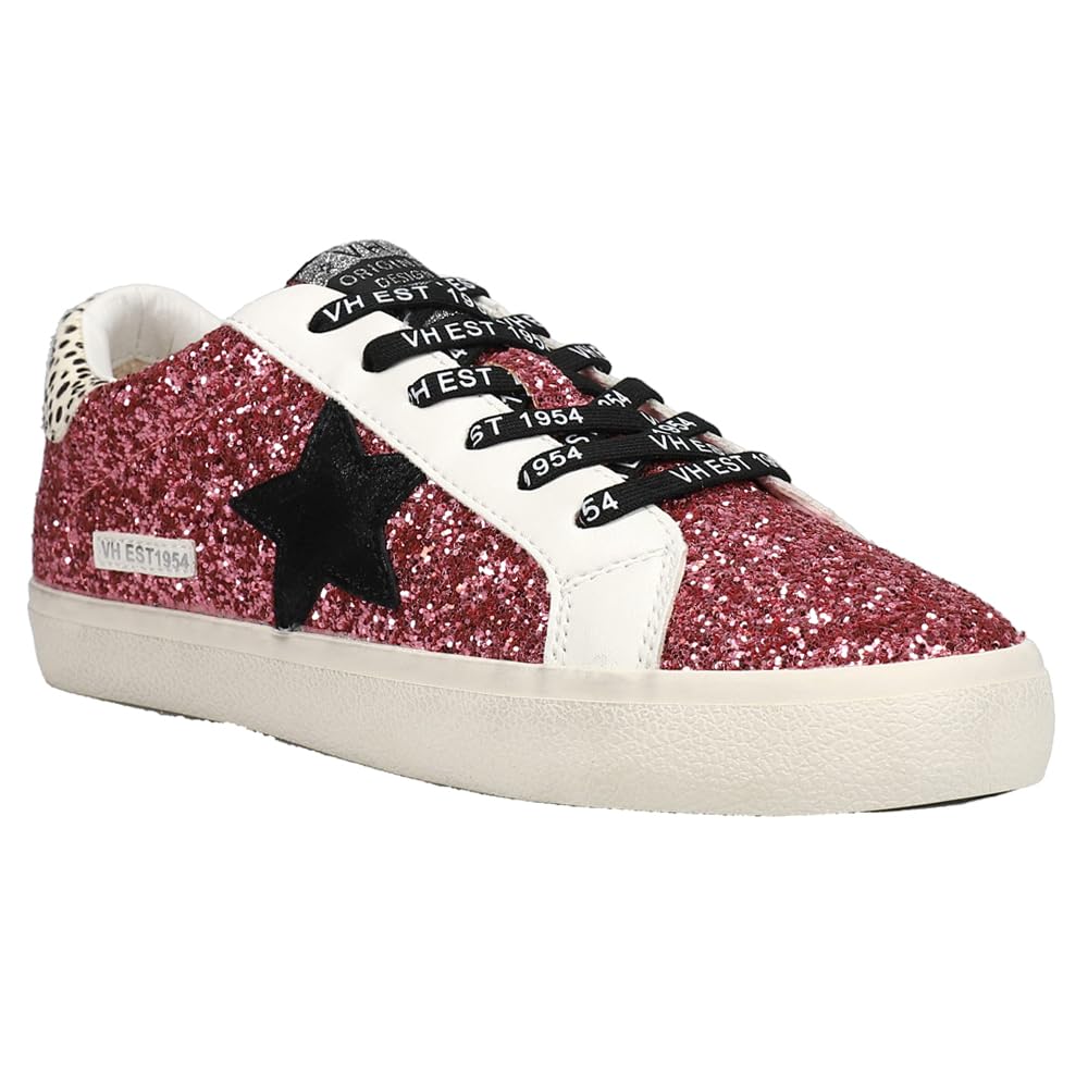Vintage Havana Women's Flair Glitter Cow Print Slip-On Sneakers - Casual Comfort Shoes in Pink | Perfect for Everyday Wear, Outings & Fashion Street Style