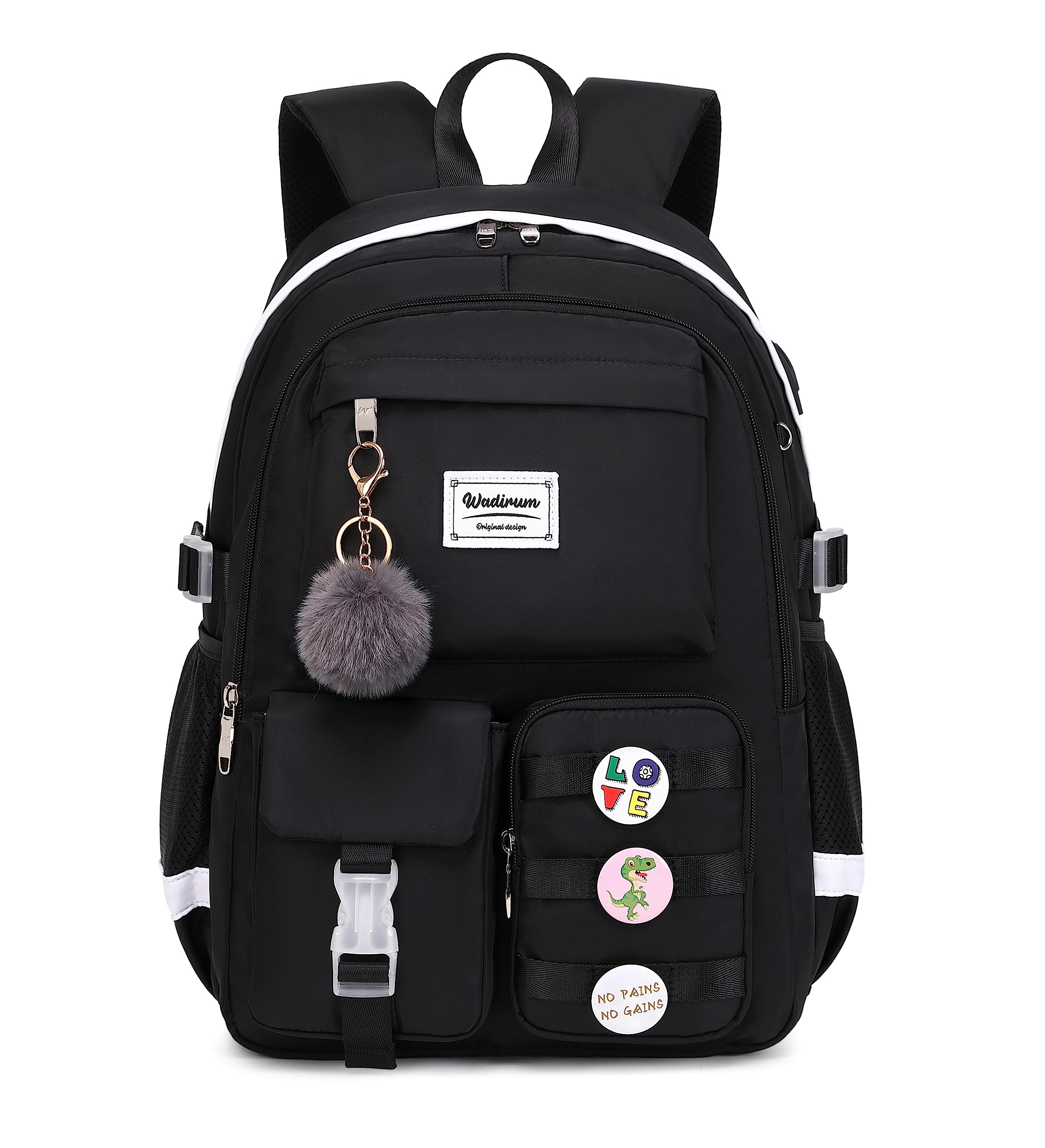 Stylish Black Laptop Backpack for Women & Girls - Trendy College School Bag with USB Charging Port | Perfect for Work, Travel & Daily Commute