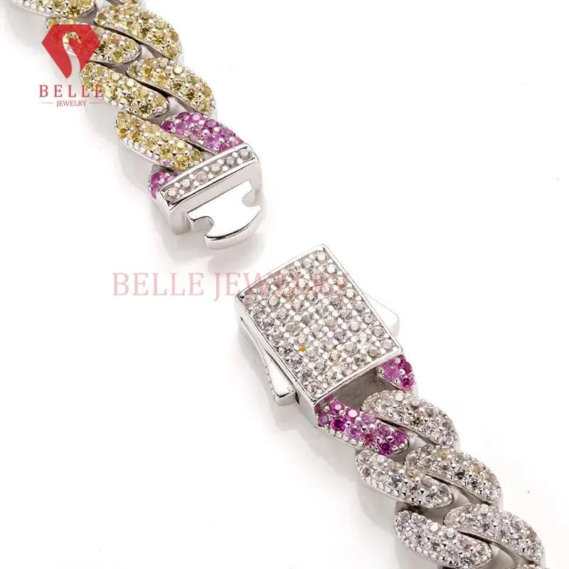 925 Sterling Silver Hip Hop Cuban Chain Bracelet with Lab Diamond & Moissanite | VVS1 Clarity | 18K Gold Plated | Unisex Jewelry for Men & Women | Perfect for Gifts, Parties, and Streetwear Fashion
