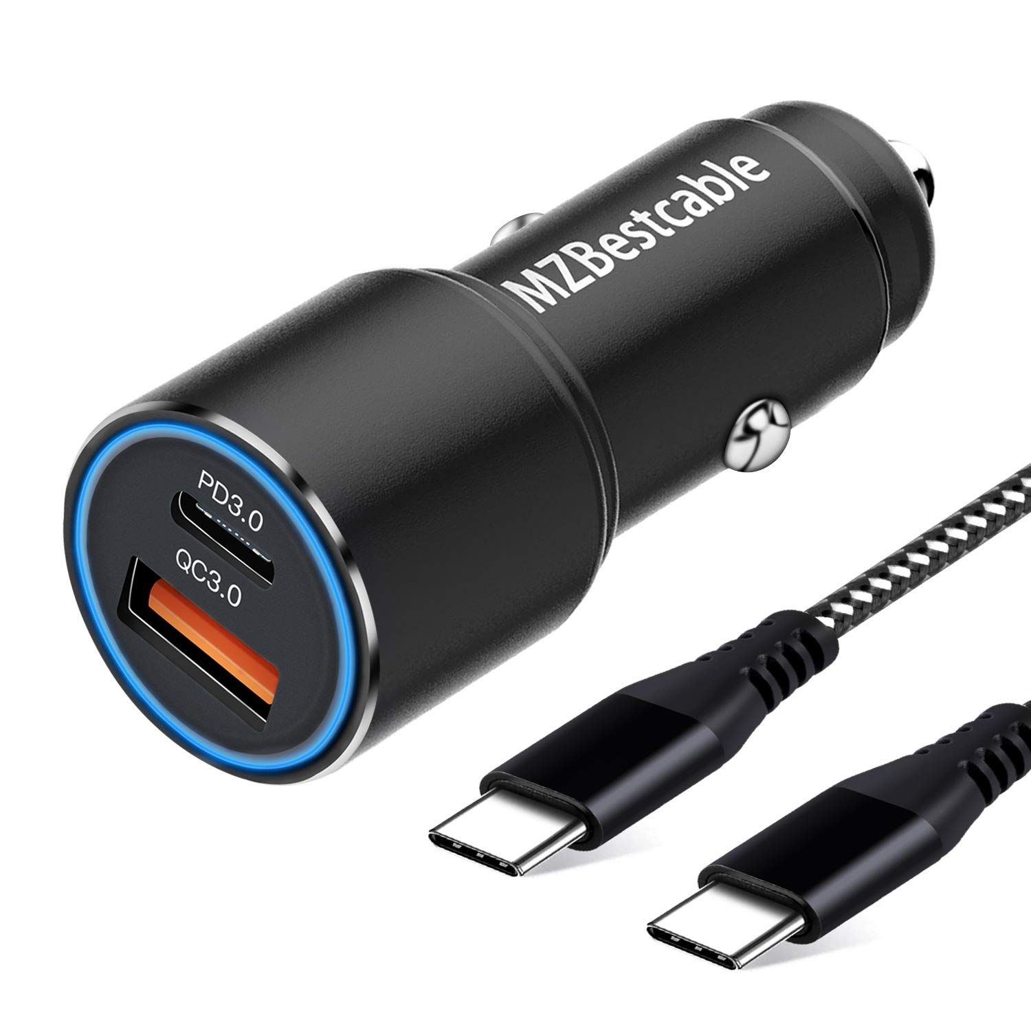 38W USB C Car Charger Fast Charging Cable - Compatible with Samsung Galaxy S22/S22+/S22 Ultra, A14/A13/A52/A51/A53 5G, Motorola G Stylus/Power/G Play/G100 (2021-2022), iPhone 12/13/14 Pro Max - PD & QC 3.0 Car Adapter for Road Trips & Daily Commute
