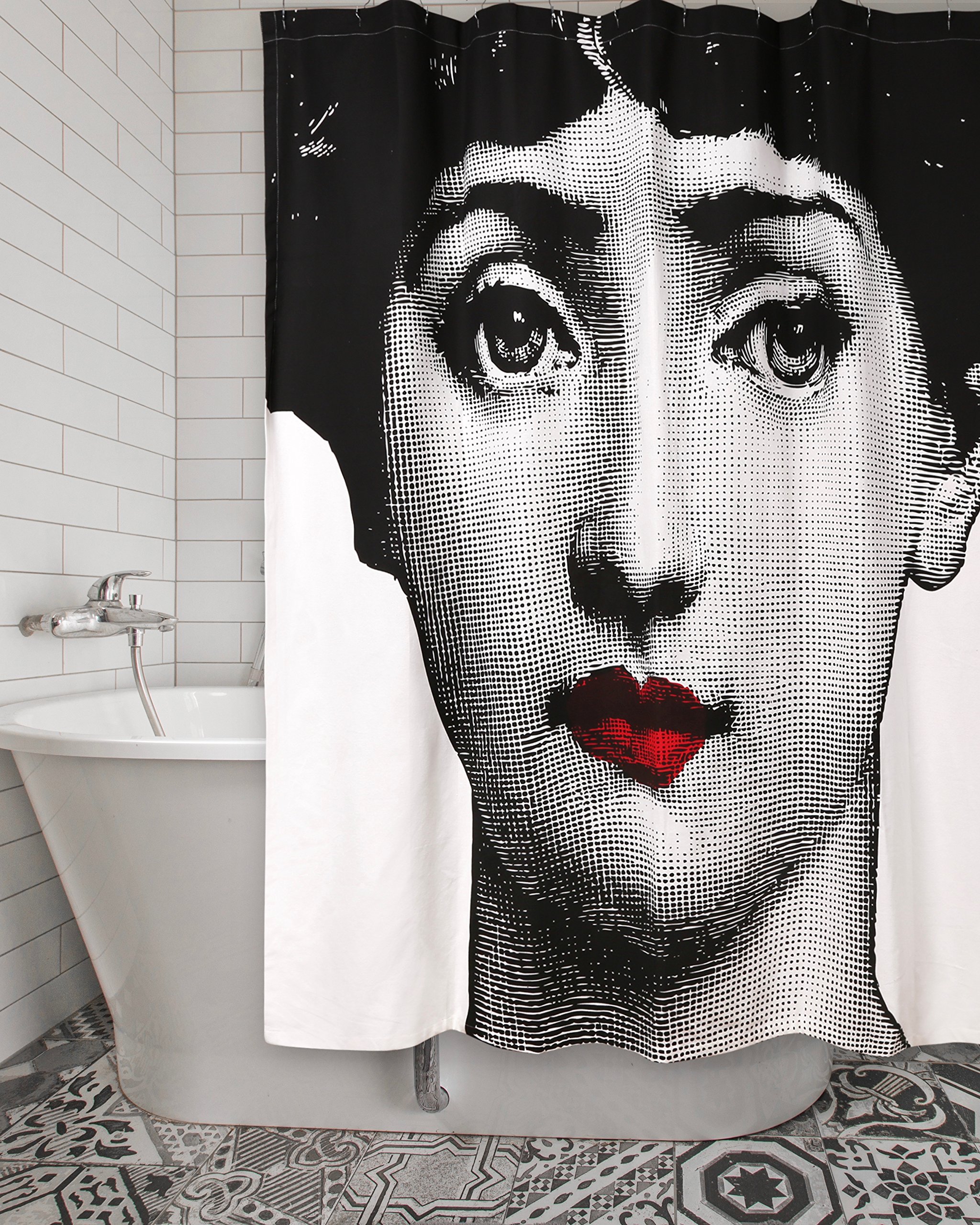 SC1010 Xo Waterproof Polyester Shower Curtain 72 x 72 Inches - Ebony Black Bathroom Decor for Modern & Luxury Showers