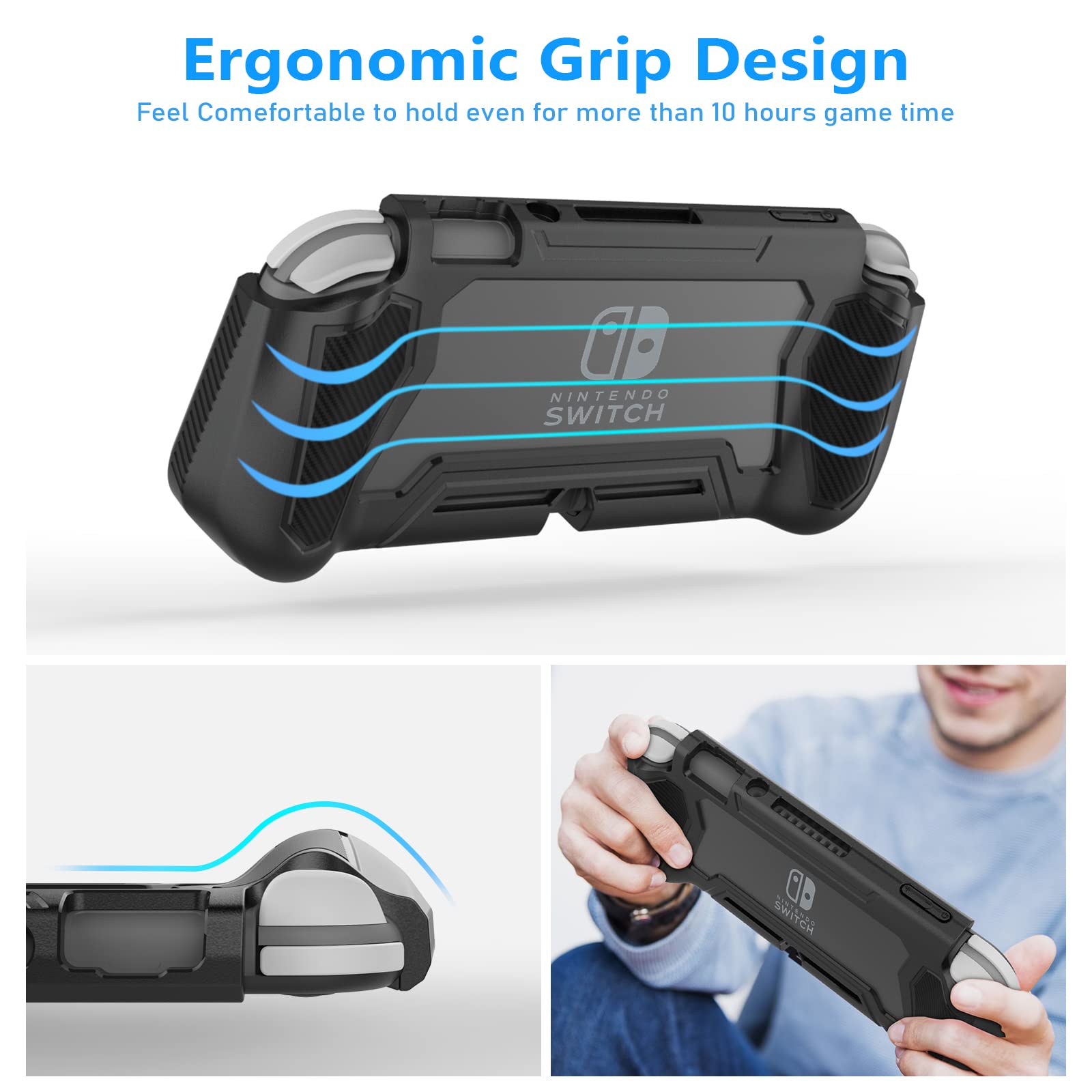 Voakod Compatible Nintendo Switch Lite Screen Protector & Protective Case with Hand Grip - Shockproof Anti-Scratch Cover for Switch Lite (Turquoise Coral) - Perfect for Gaming On-The-Go & Travel Protection