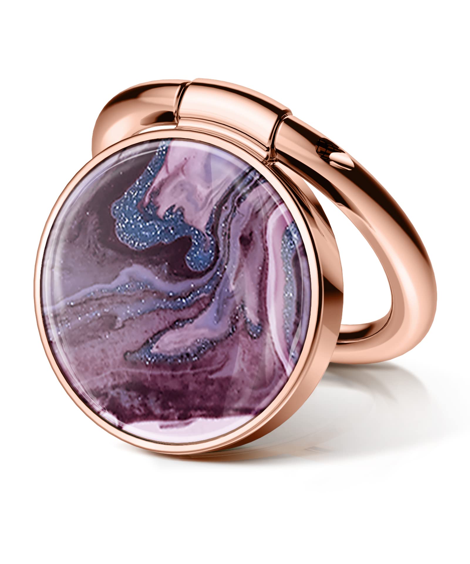GVIEWIN Marble Phone Ring Holder - Magnetic Car Mount Compatible with iPhone 16 Pro Max/15 Plus/14/13/12 & Galaxy S25/S24 Ultra - Metal Kickstand Grip for Secure Phone Handling (Quicksand/Purple) - Perfect for Driving, Watching Videos & One-Handed Use