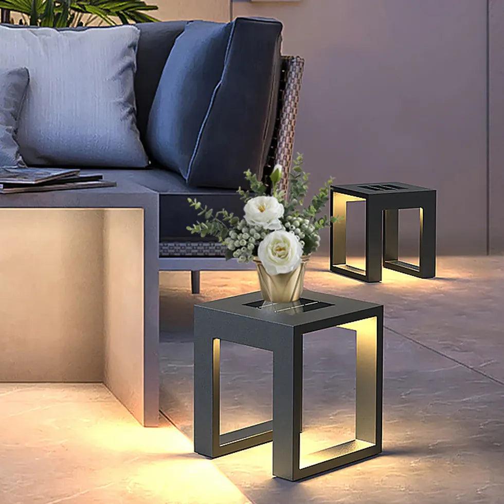 Square Black Outdoor Floor Lamp - Modern Patio Lighting for Garden, Deck, and Backyard Decor