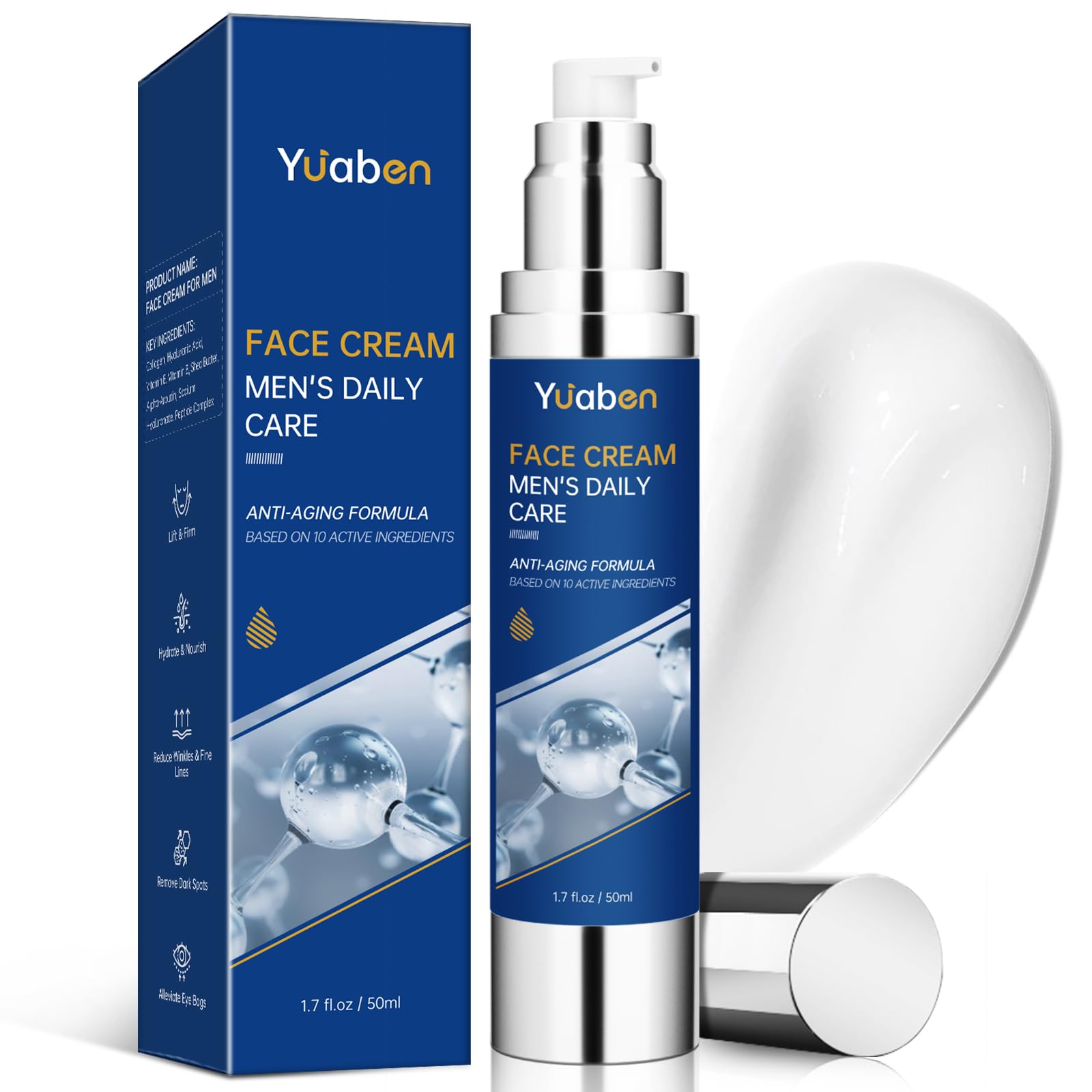 Instant Face Lift Cream for Men - Anti Aging & Wrinkle Cream with Eye Bags Treatment | Hydrating Face Moisturizer & Lotion | 1.7 oz | Perfect for Daily Skincare Routine & Reducing Signs of Aging