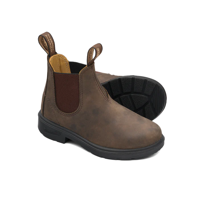 Blundstone 565 Kids Boots - Rustic Brown Leather Chelsea Boots for Boys & Girls - Comfortable & Durable for School, Outdoor Play & Everyday Wear