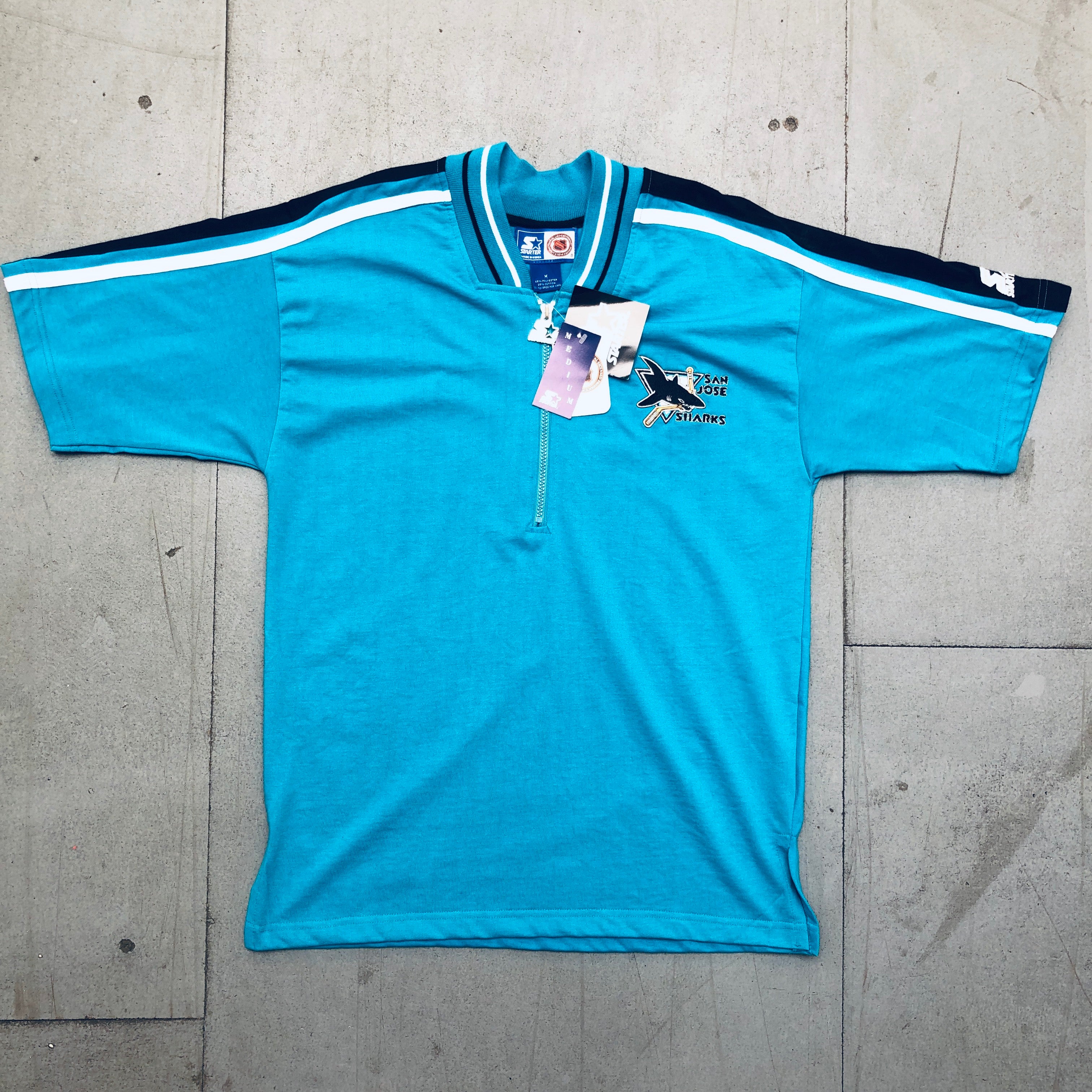 Vintage 1990s San Jose Sharks Starter Polo Shirt Men's Size M - New With Tags (NWT) | Perfect for Hockey Fans, Sports Collectors & Retro Fashion Enthusiasts