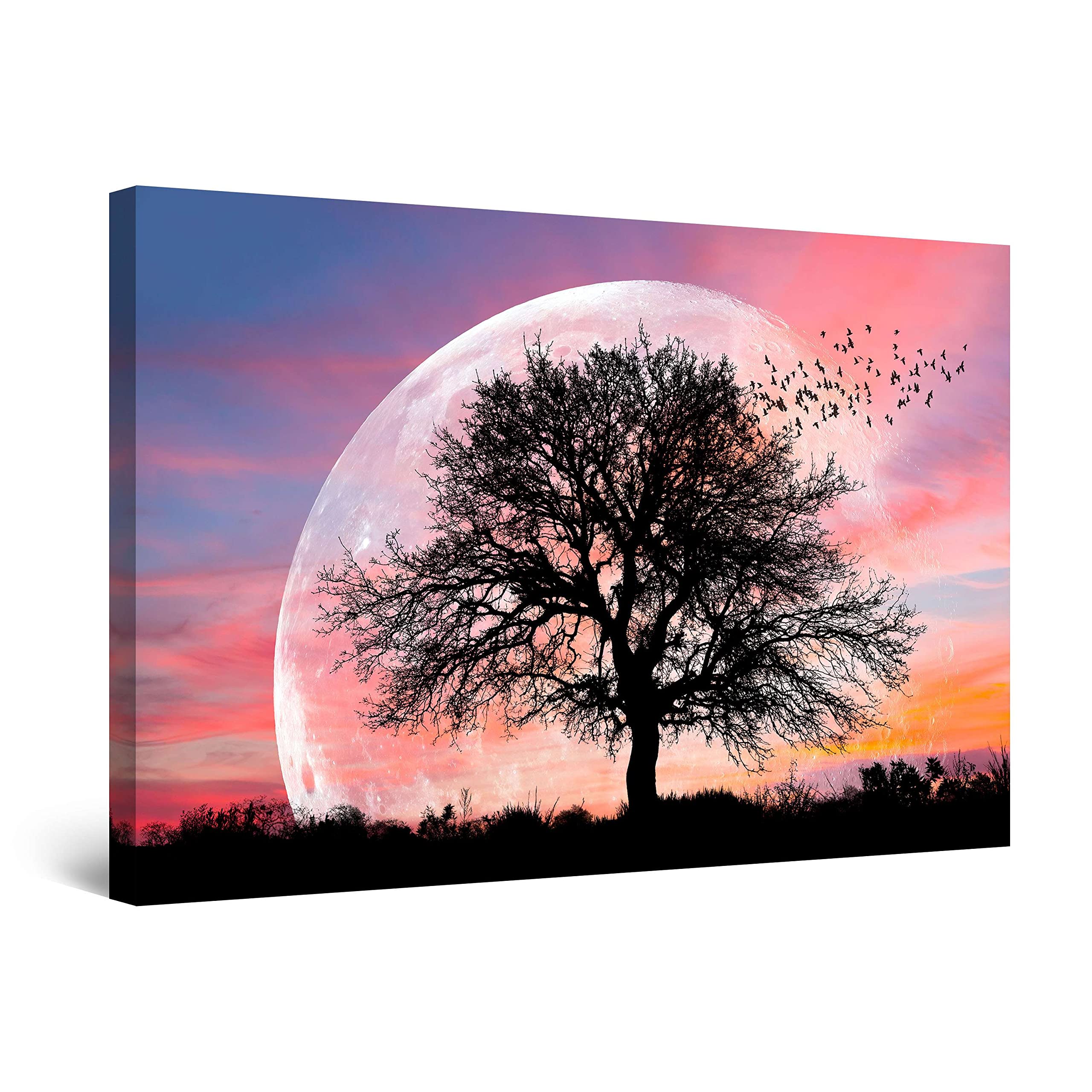 Startonight The Birds from the Tree Canvas Wall Art - 24x36 Inch Modern Stretched Print, Ready to Hang Home Decor for Bedroom, Living Room & Office - Unique Luminous Painting for Nature-Inspired Interior Design