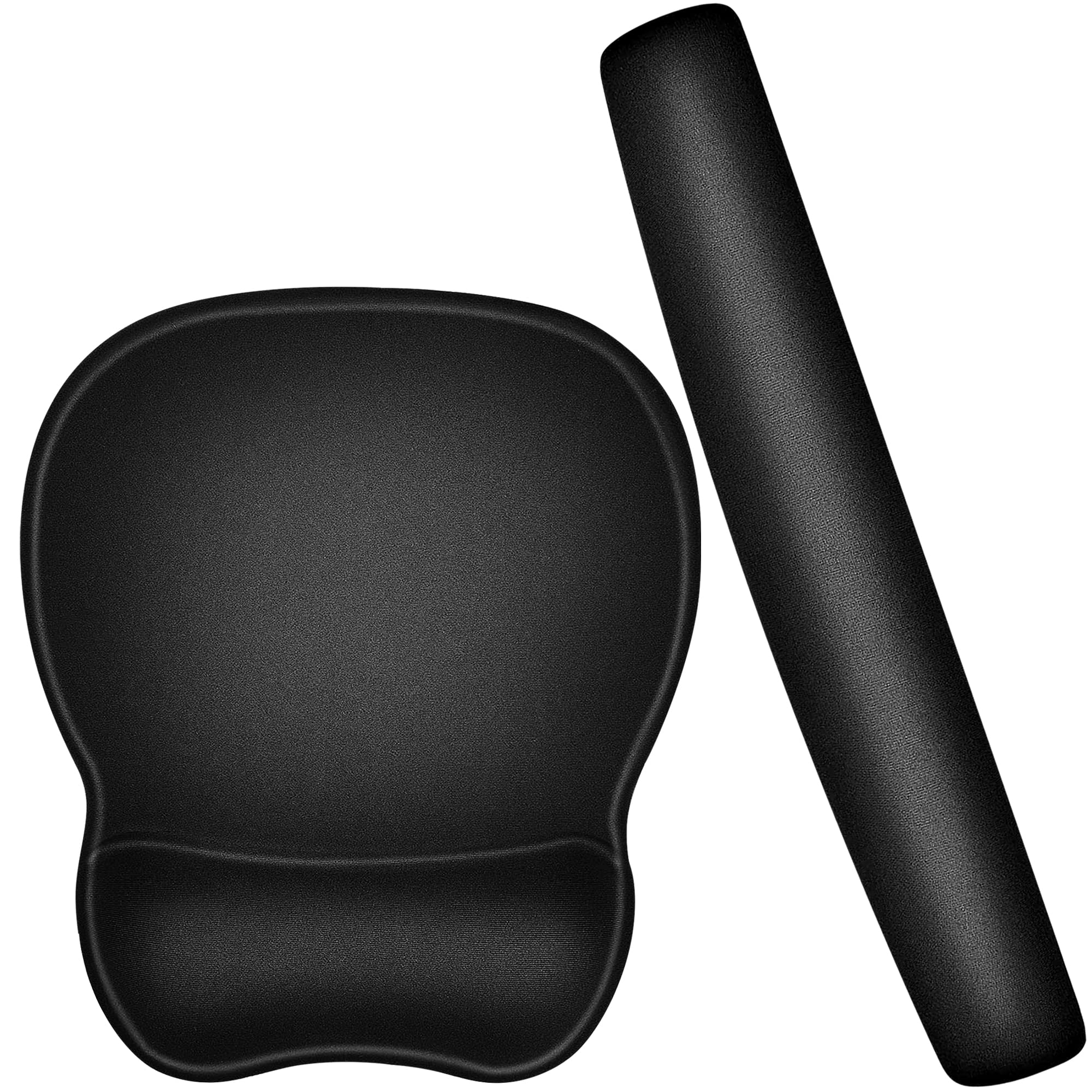 Ergonomic Mouse Pad with Gel Wrist Rest Support - Non-Slip PU Base Gaming Mouse Pad Set for Computer, Laptop, Home & Office Use - Perfect for Work, Gaming and Travel (Black)