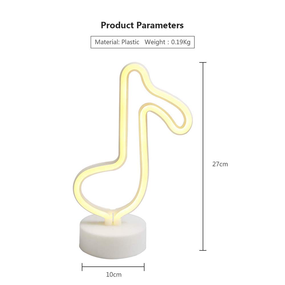 LED Music Note Neon Lights - Battery Operated Wall & Table Decor Night Light for Christmas, Wedding, Birthday Party, Kids Room & Living Room - Creative Lighting for Home, Bar, Cafe and Bedroom Decorations
