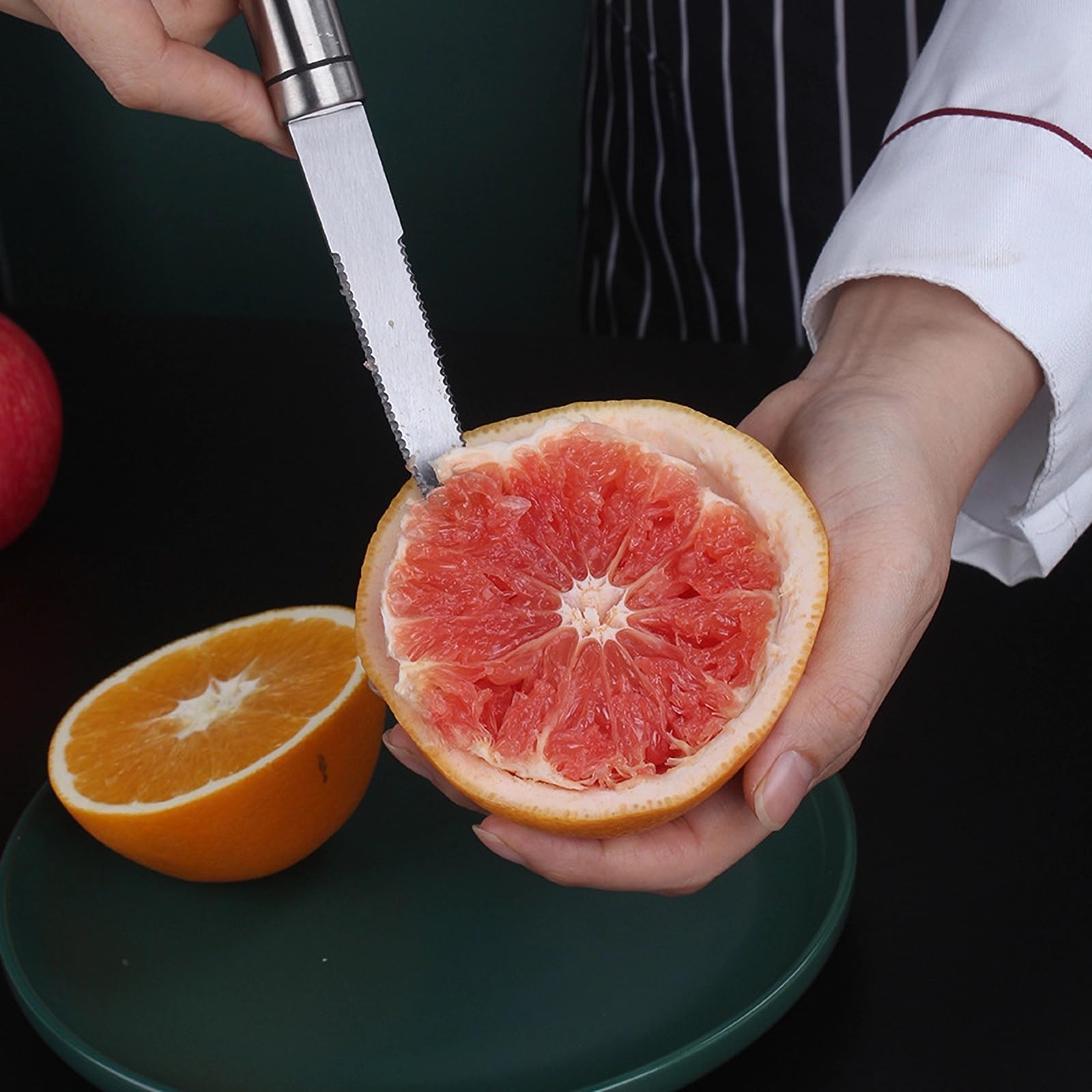 Premium Stainless Steel Grapefruit Knife - Curved Serrated Blade for Kitchen, Fruit Cutting & Bread Slicing - Professional Chef Carving Tool for Citrus Fruits, Melons & Baked Goods - Ideal for Home Cooks & Professional Kitchens