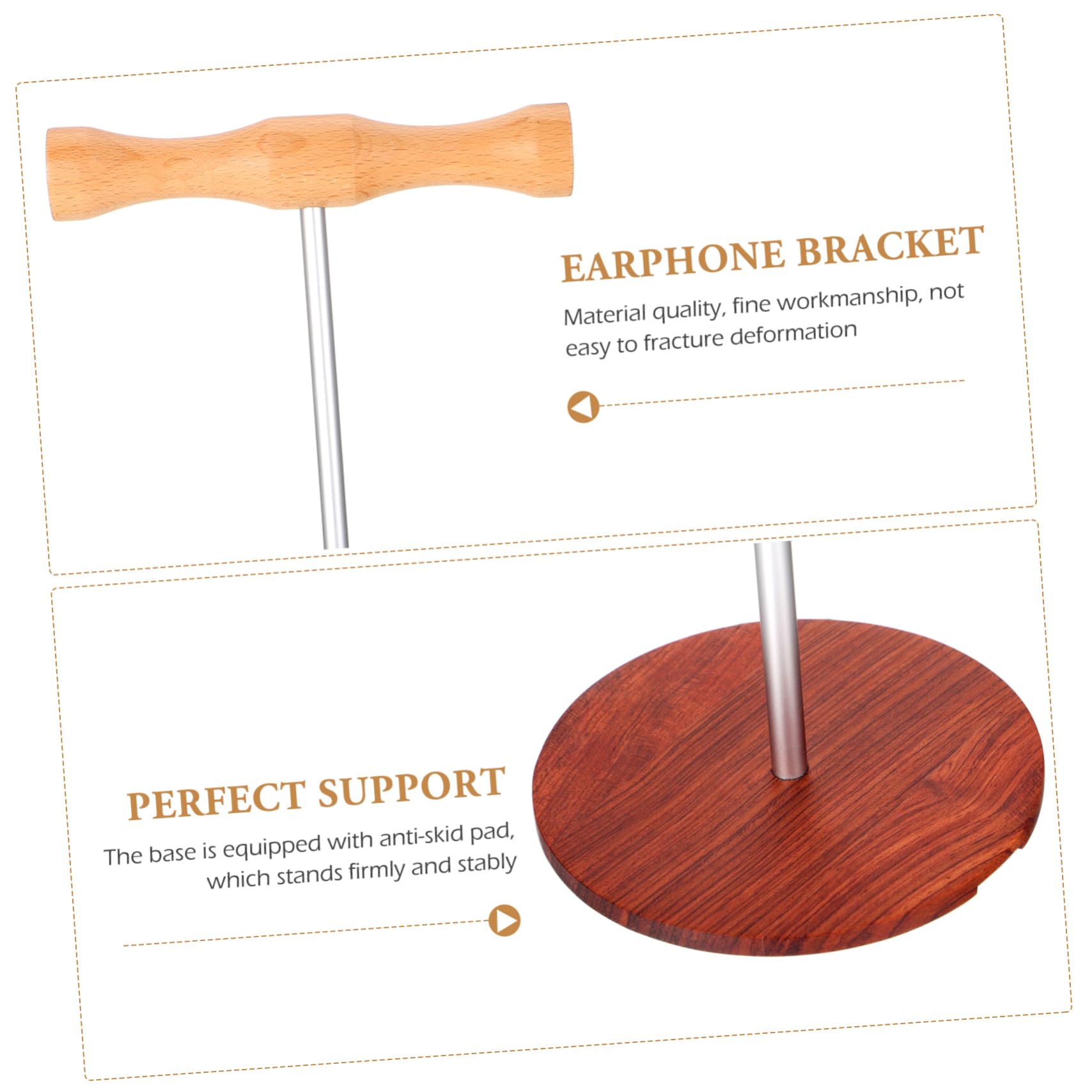 Artibetter 2 Pack Metal & Wood Headphone Stand - Premium Solid Wood Headset Holder with Sturdy Metal Base for Desk Organization (Perfect for Gaming Setups, Office Desks & Home Studios)