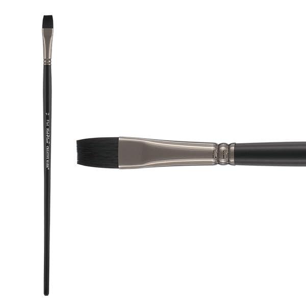 Black Swan Synthetic Red Sable Flat Paint Brush - Size #12 - Professional Artist Brush for Oil, Acrylic & Heavy Body Media - Long Handle for Comfort - Perfect for Canvas Painting, Wall Art & DIY Projects